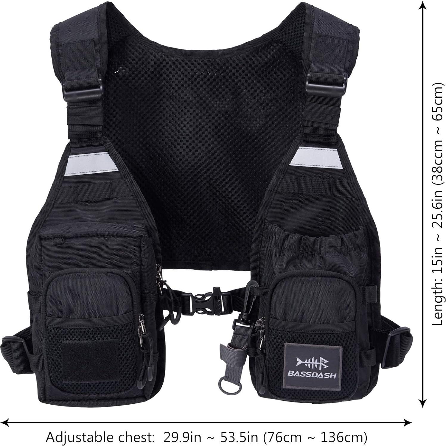 Chaleco de Pesca BASSDASH FV08 Ultra Ligero Unisex con 10 Bolsillos