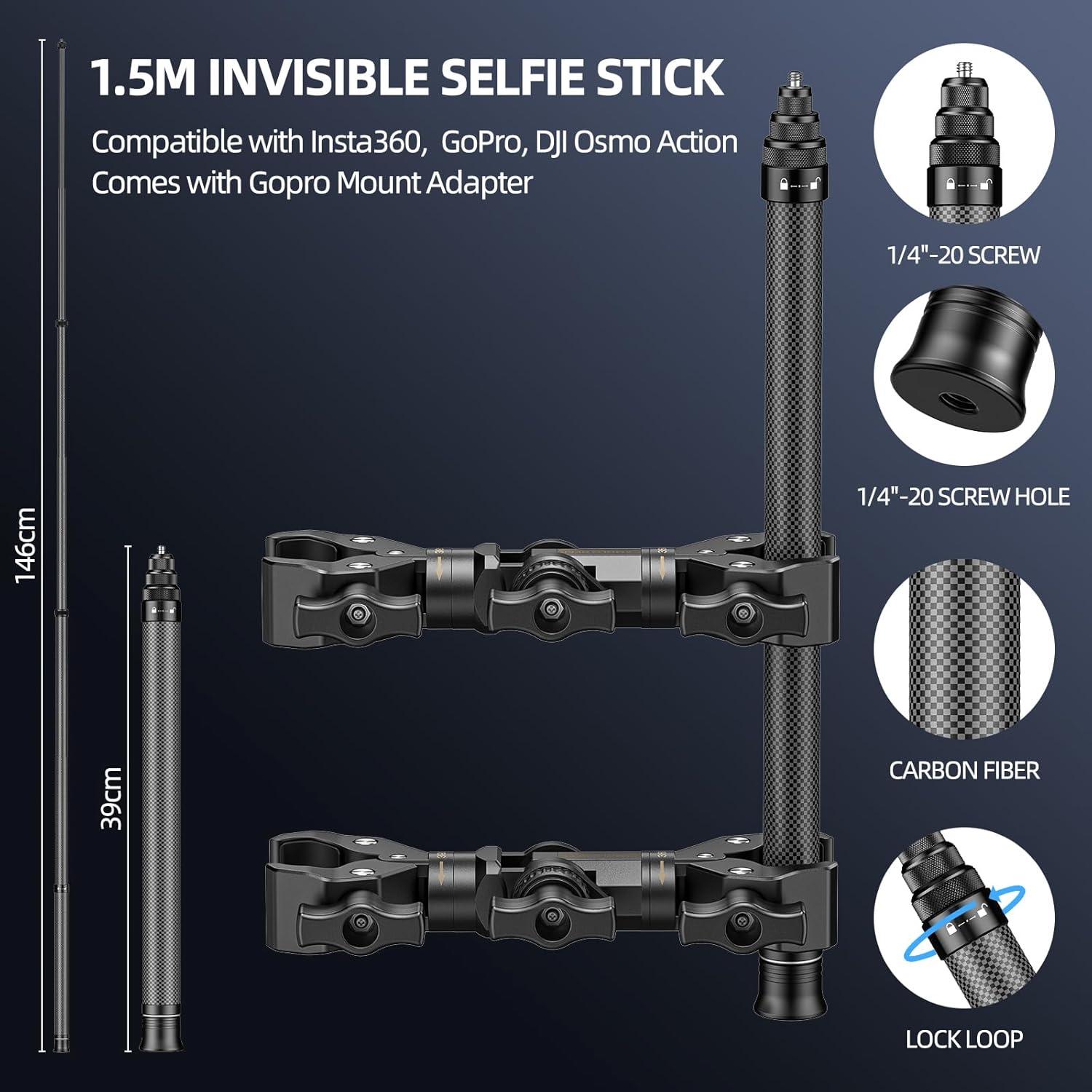 Soporte de Manillar y Palo de Selfie Invisible CAMOLO 1.5m