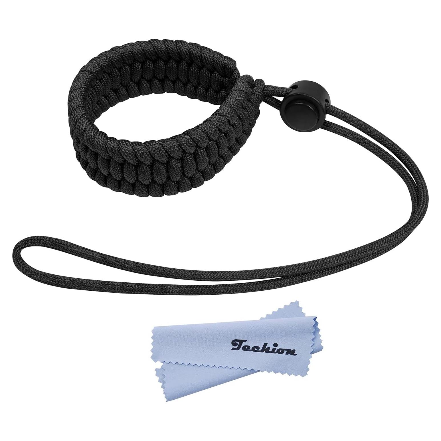 Correa de Muñeca Ajustable Paracord para Cámara Universal - Negro