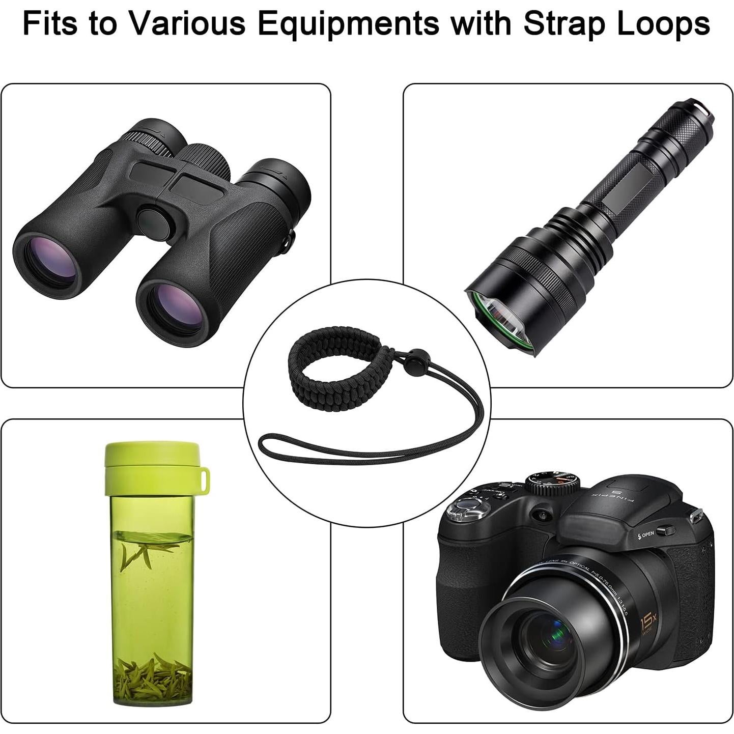 Correa de Muñeca Ajustable Paracord para Cámara Universal - Negro