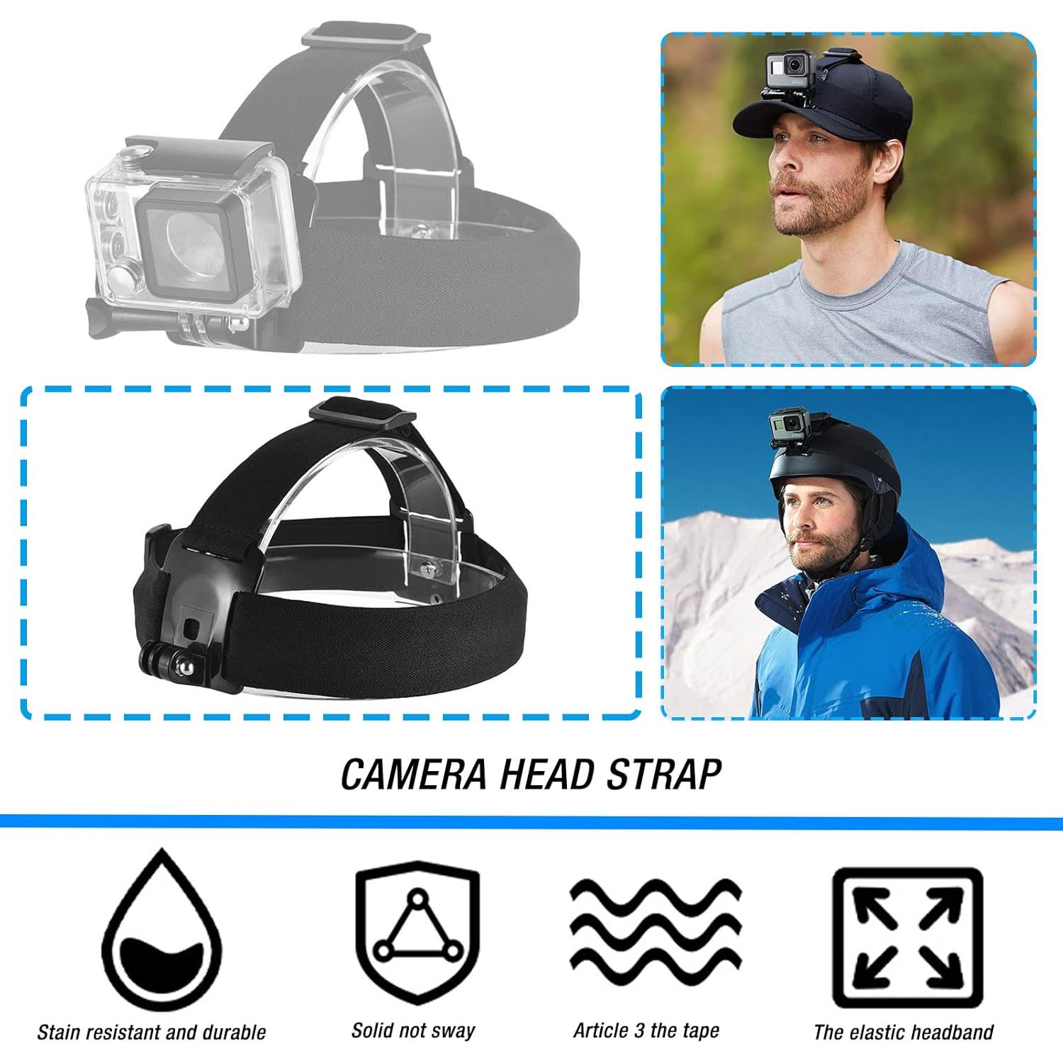 Kit de Accesorios para Insta360 y GoPro - Montura Cabeza, Pecho, Clip