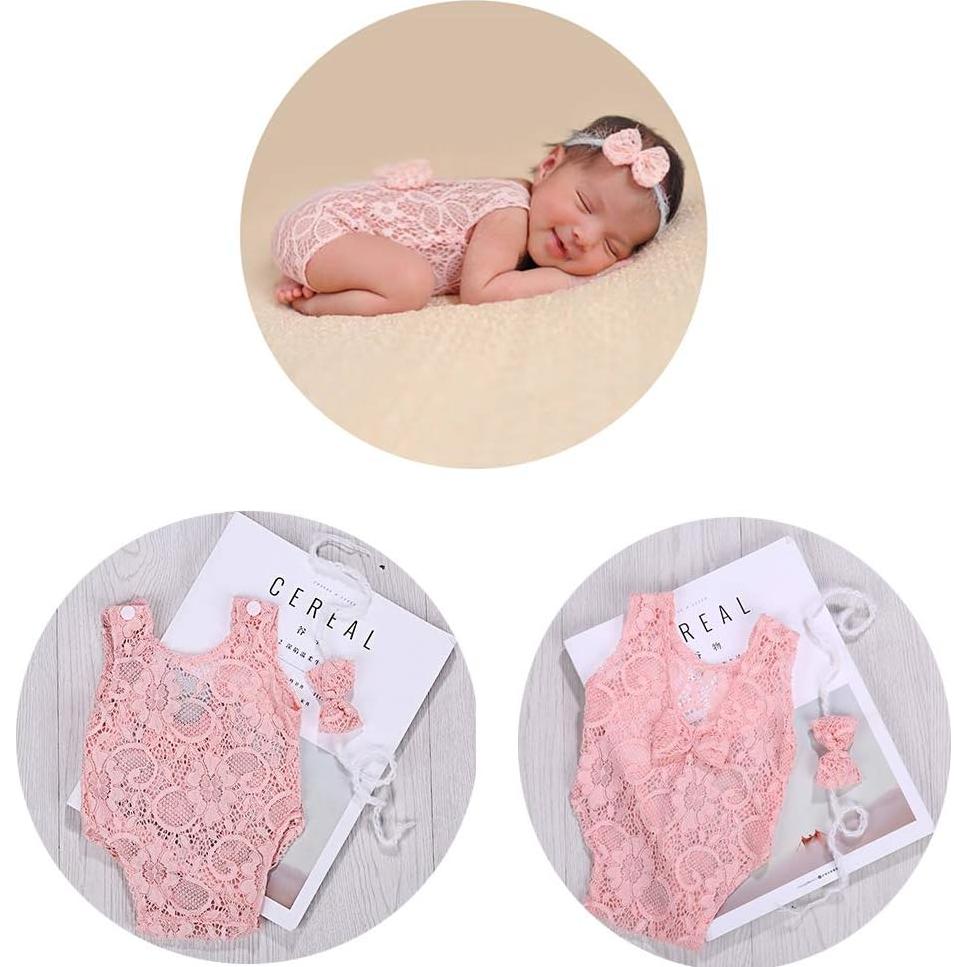 Chaleco de Fotografía para Bebés Niña 0-1 Mes Rosa Encaje
