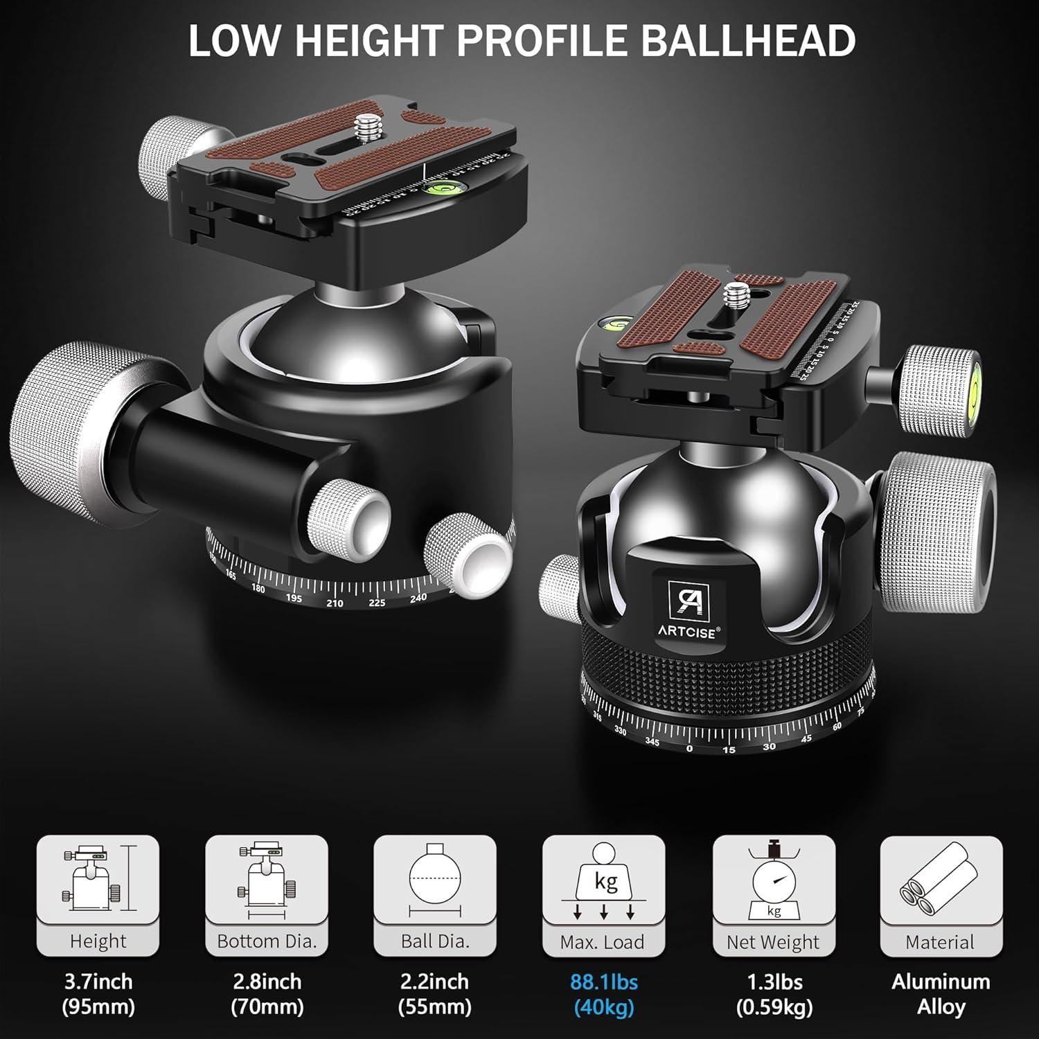 Cabezal de bola ARTCISE KB55 para trípode - Carga 40 kg