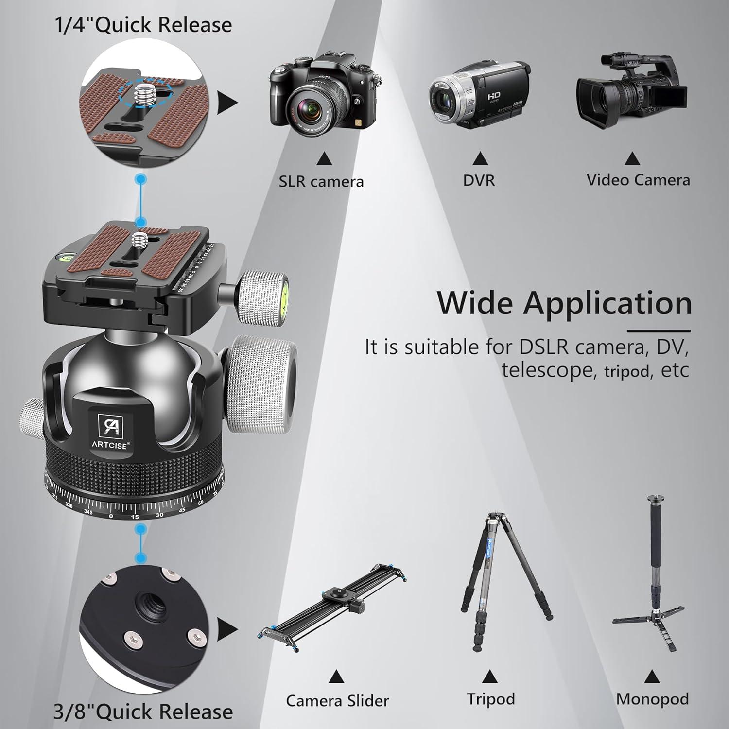 Cabezal de bola ARTCISE KB55 para trípode - Carga 40 kg