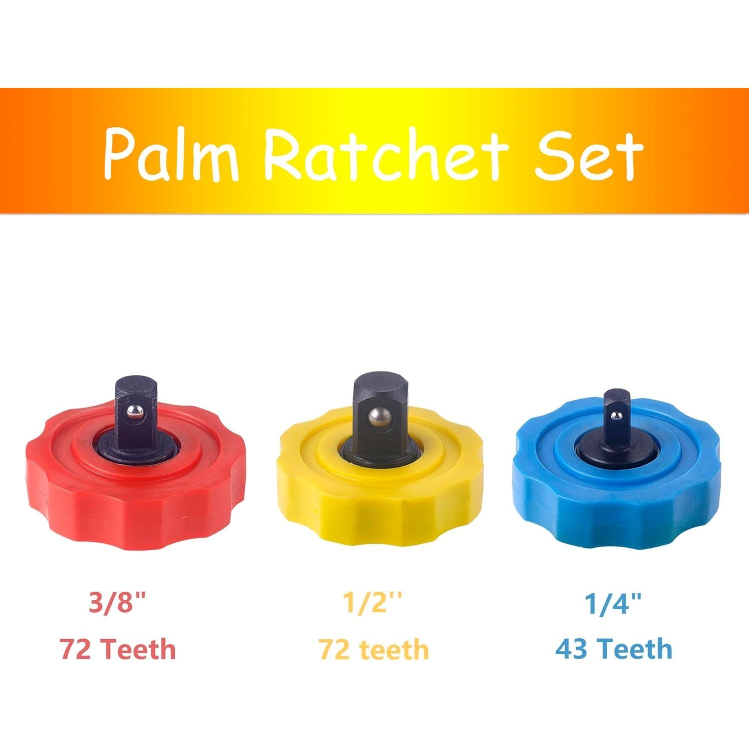 Juego de Llave de Carraca WINTOWIN 3pcs 72 Dientes Multicolor