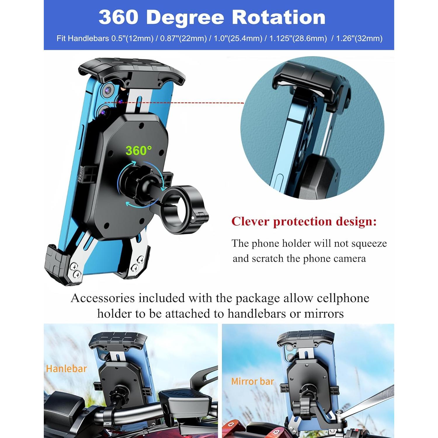 Soporte para Teléfono de Motocicleta BRCOVAN Aluminio 6061-T6