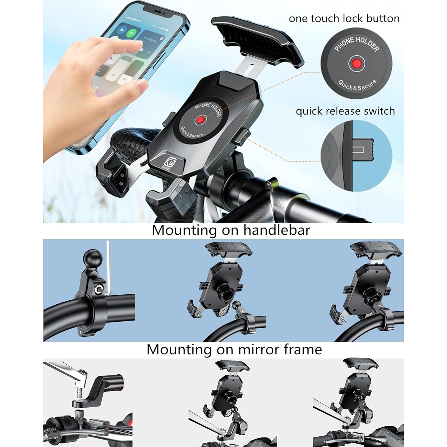 Soporte para Teléfono de Motocicleta BRCOVAN Aluminio 6061-T6