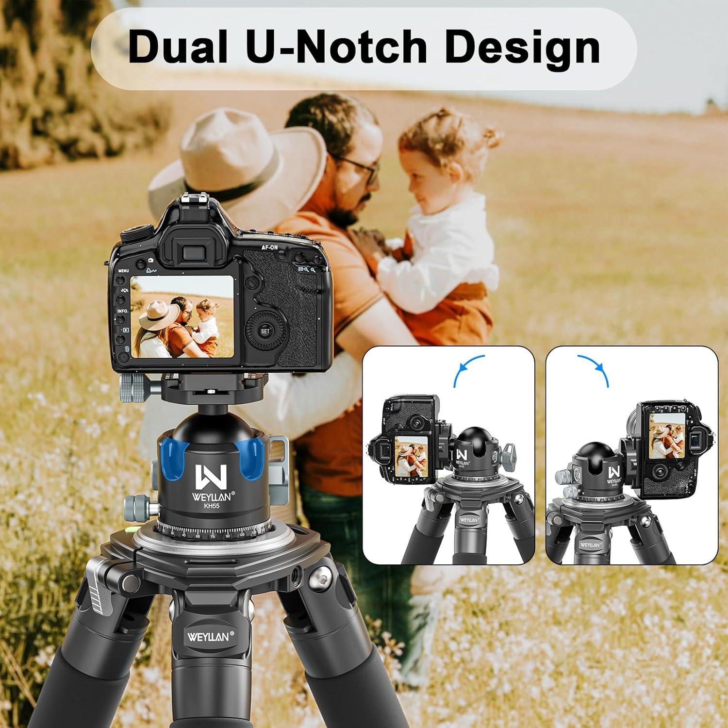 Cabezal de bola WEYLLAN KH55 55mm con liberación rápida Arca Swiss