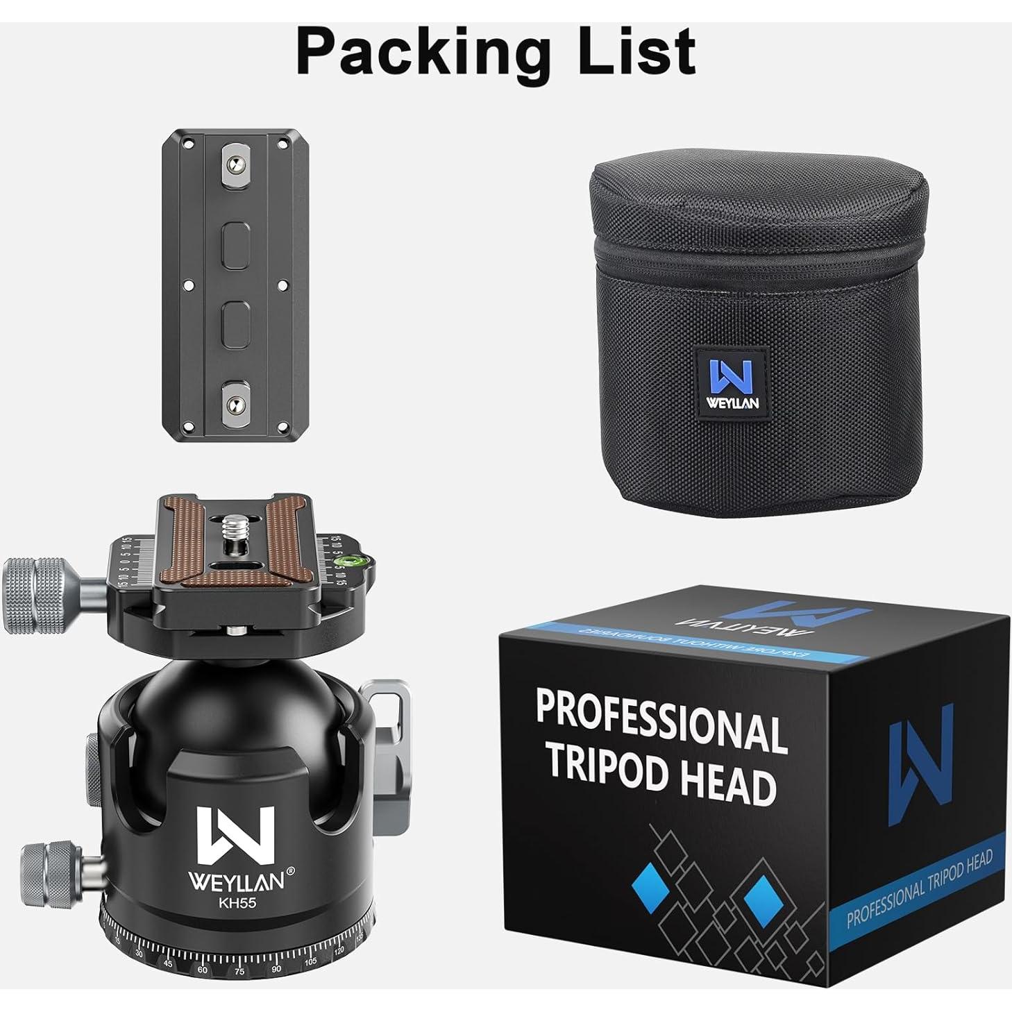 Cabezal de bola WEYLLAN KH55 55mm con liberación rápida Arca Swiss