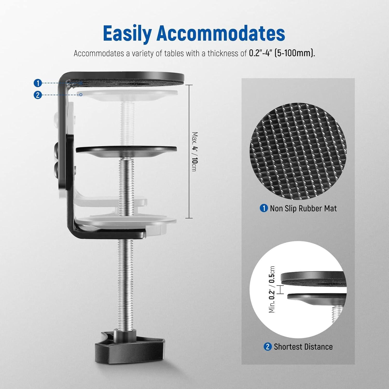 Abrazadera C Ajustable NEEWER con Columna de Montaje 20kg