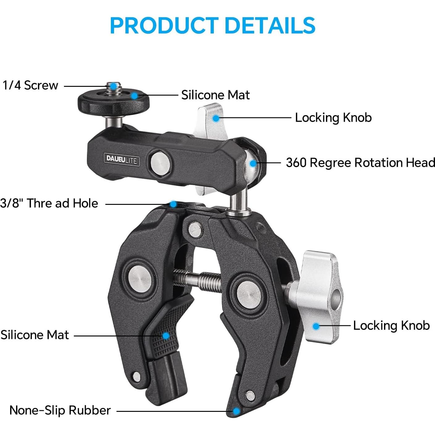 Super Clamp Soporte de Cámara DAUEULITE CP-02 360° Ajustable