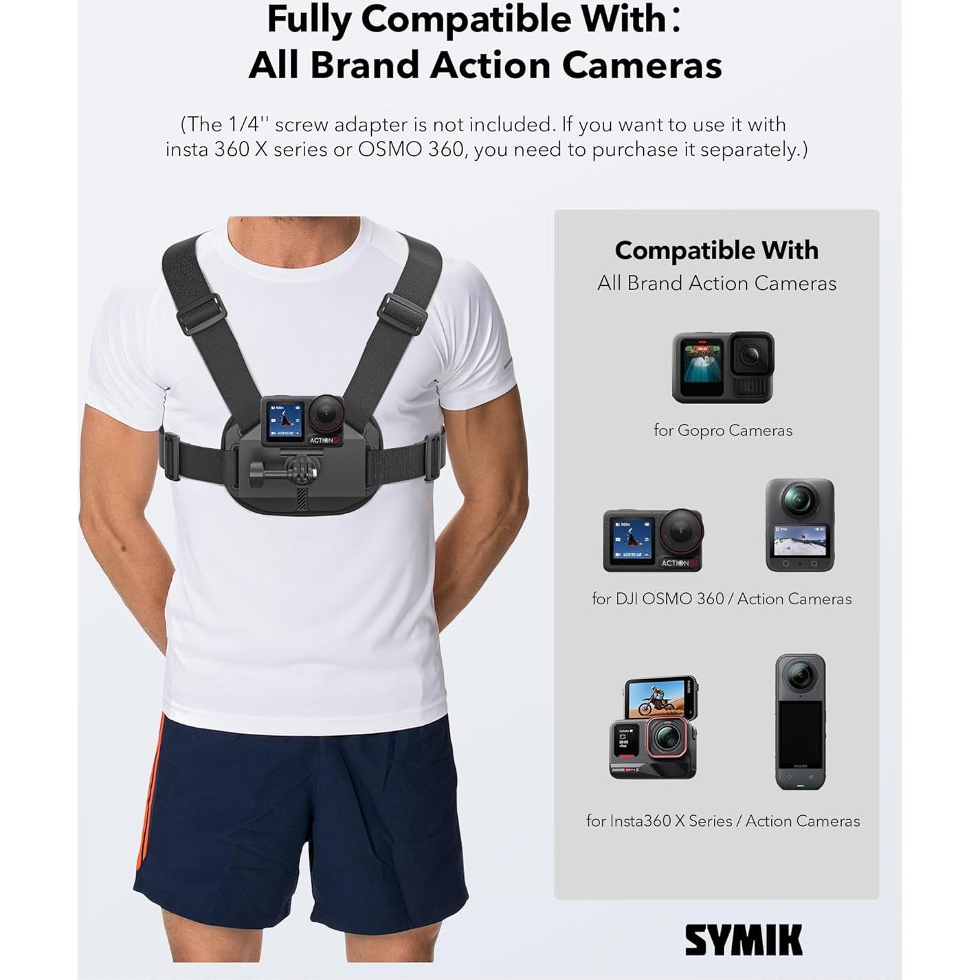 Arnés de Montaje en el Pecho SYMIK Ajustable para GoPro y DJI