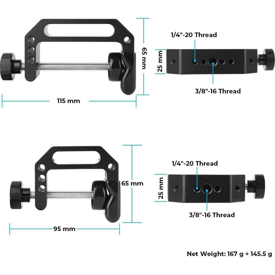 C Clamp CAMVATE de Aluminio con Roscas 1/4" y 3/8"