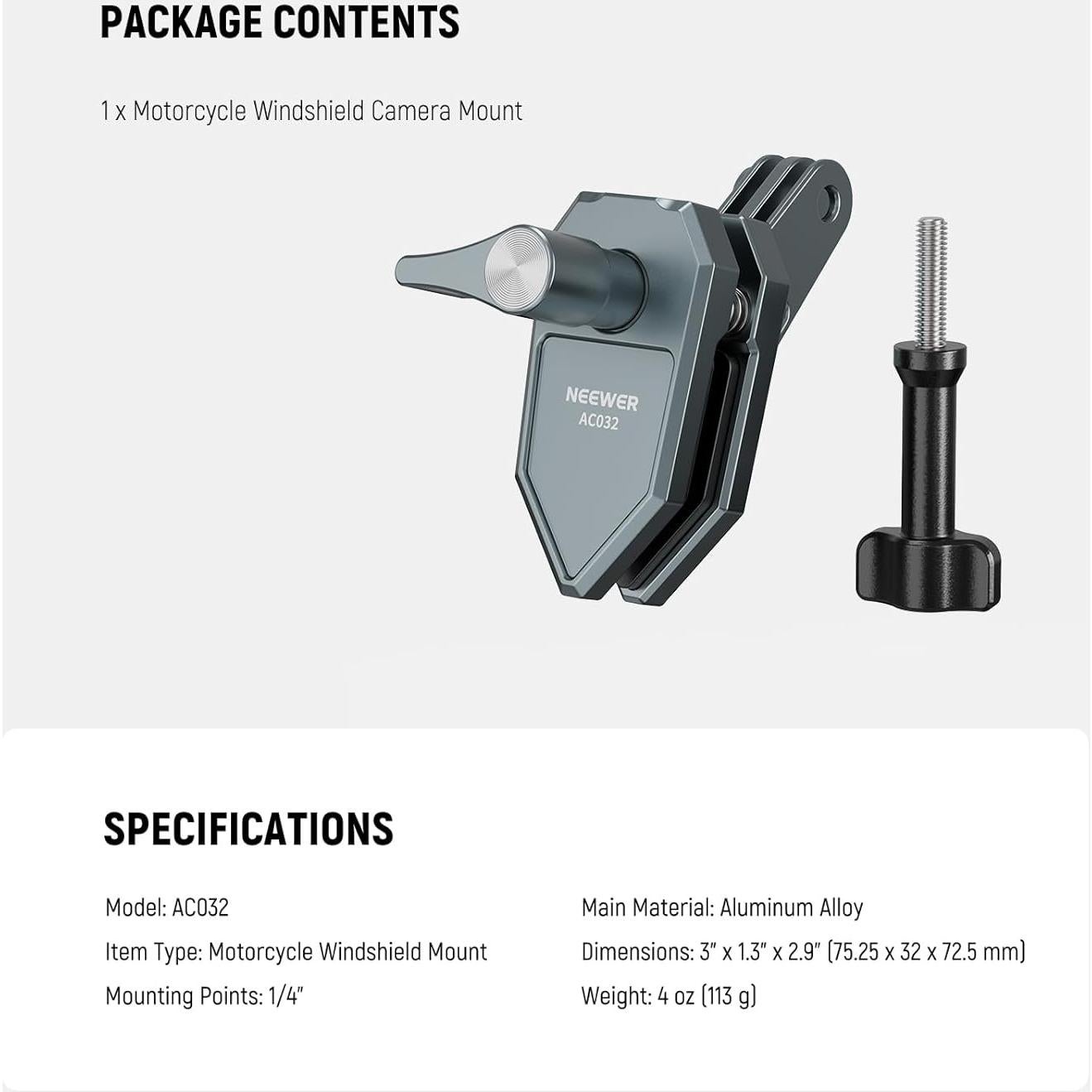 Soporte de Cámara para Parabrisas de Motocicleta NEEWER AC032