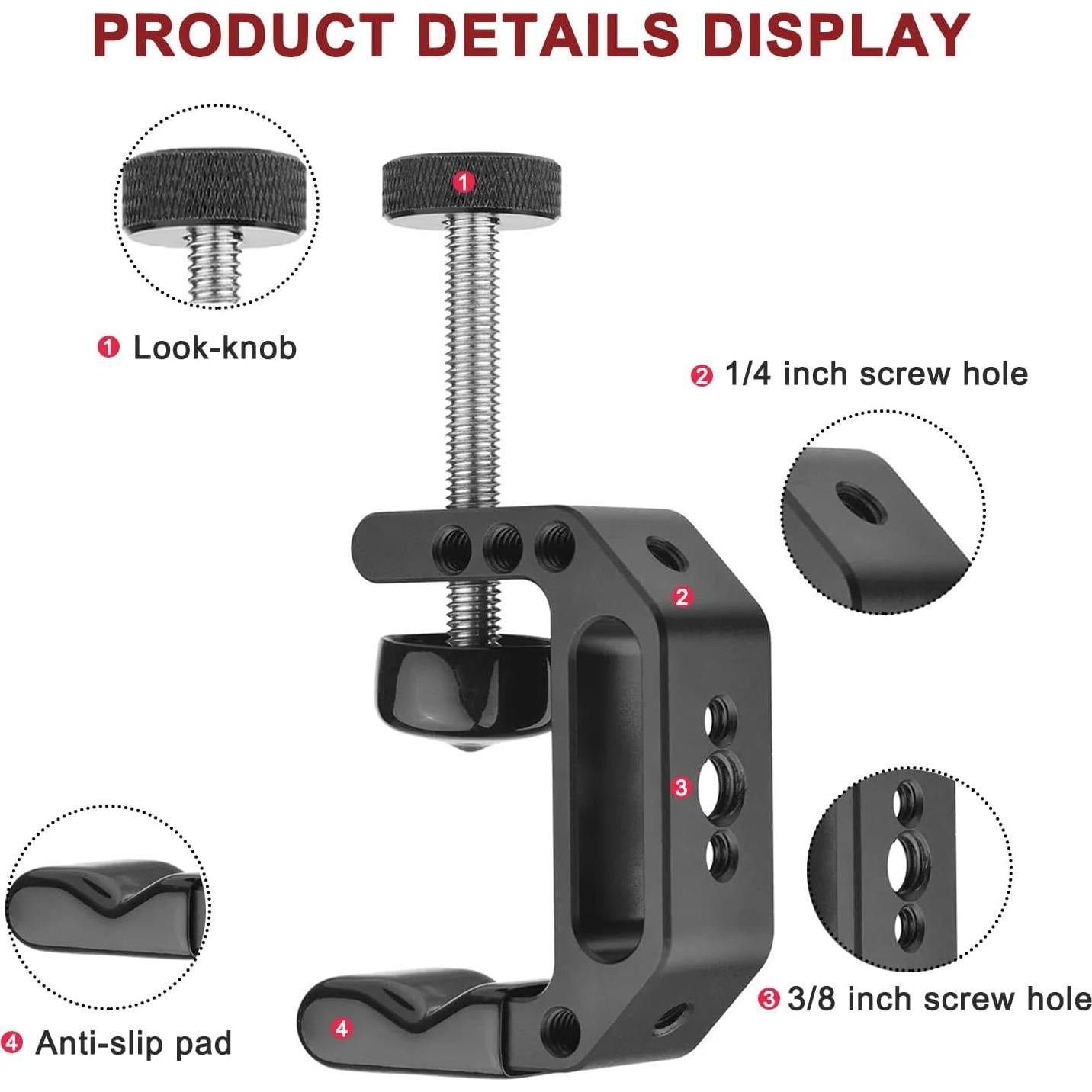 Soporte de cámara tipo C Lanxire - Carga 2kg - Paquete de 2