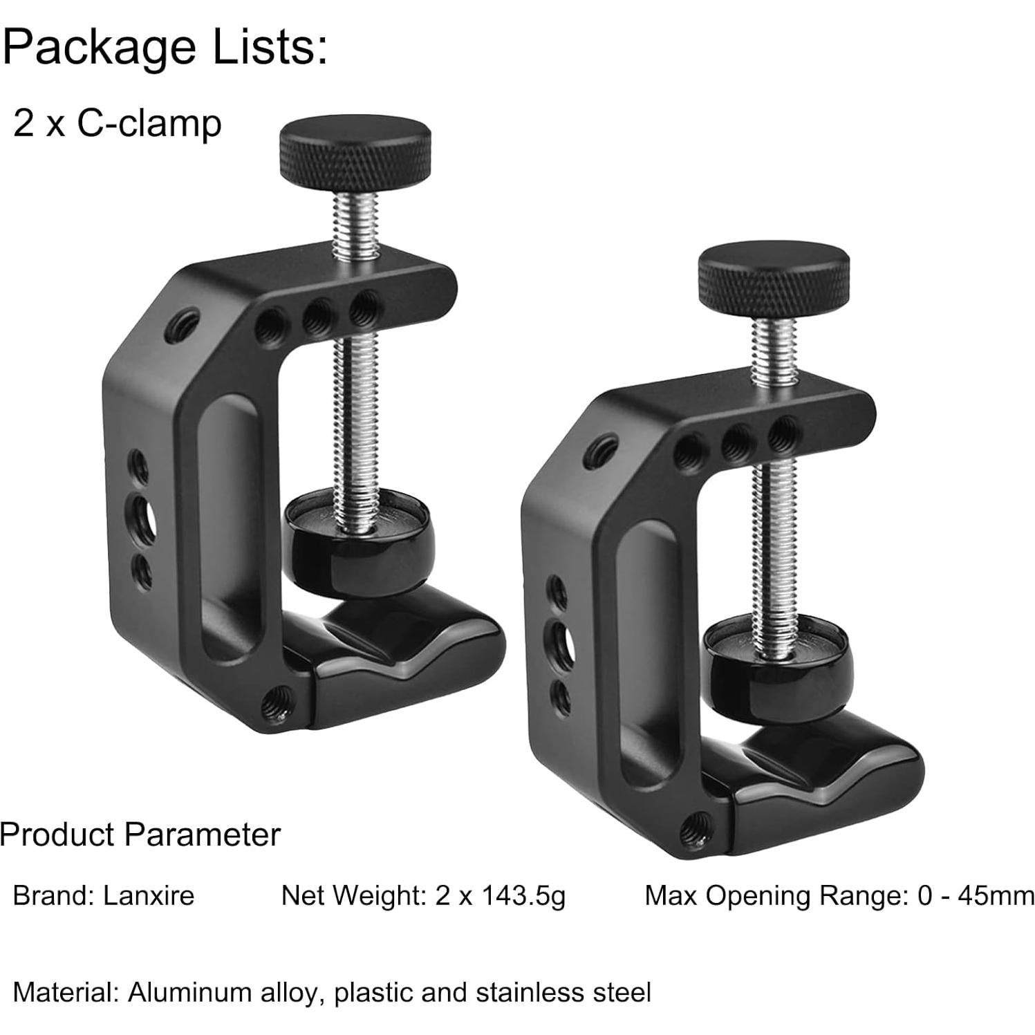 Soporte de cámara tipo C Lanxire - Carga 2kg - Paquete de 2
