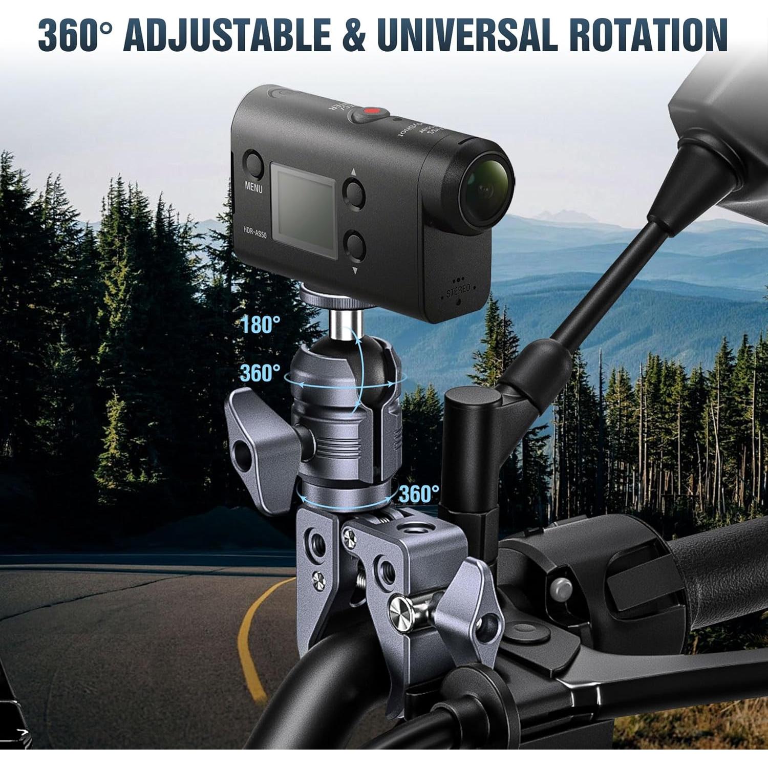 Kit de Soporte para Cámara KAPARNER KCB-7, Cabezal de Bola y Abrazadera