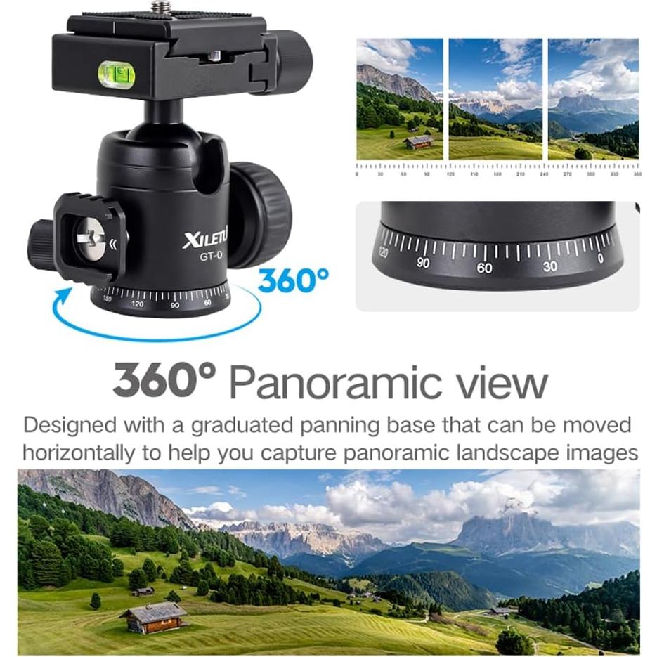 Cabezal de Bola de Trípode XILETU 360° Panorámico Metal 6kg