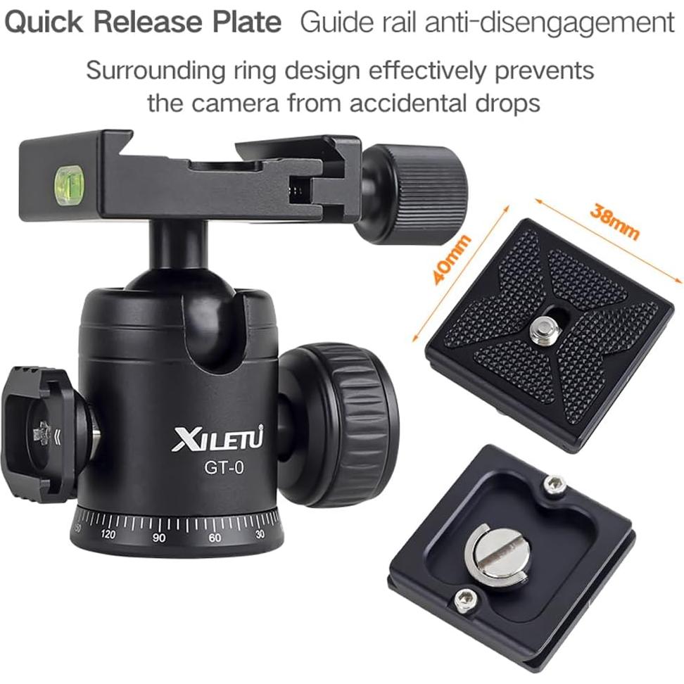 Cabezal de Bola de Trípode XILETU 360° Panorámico Metal 6kg