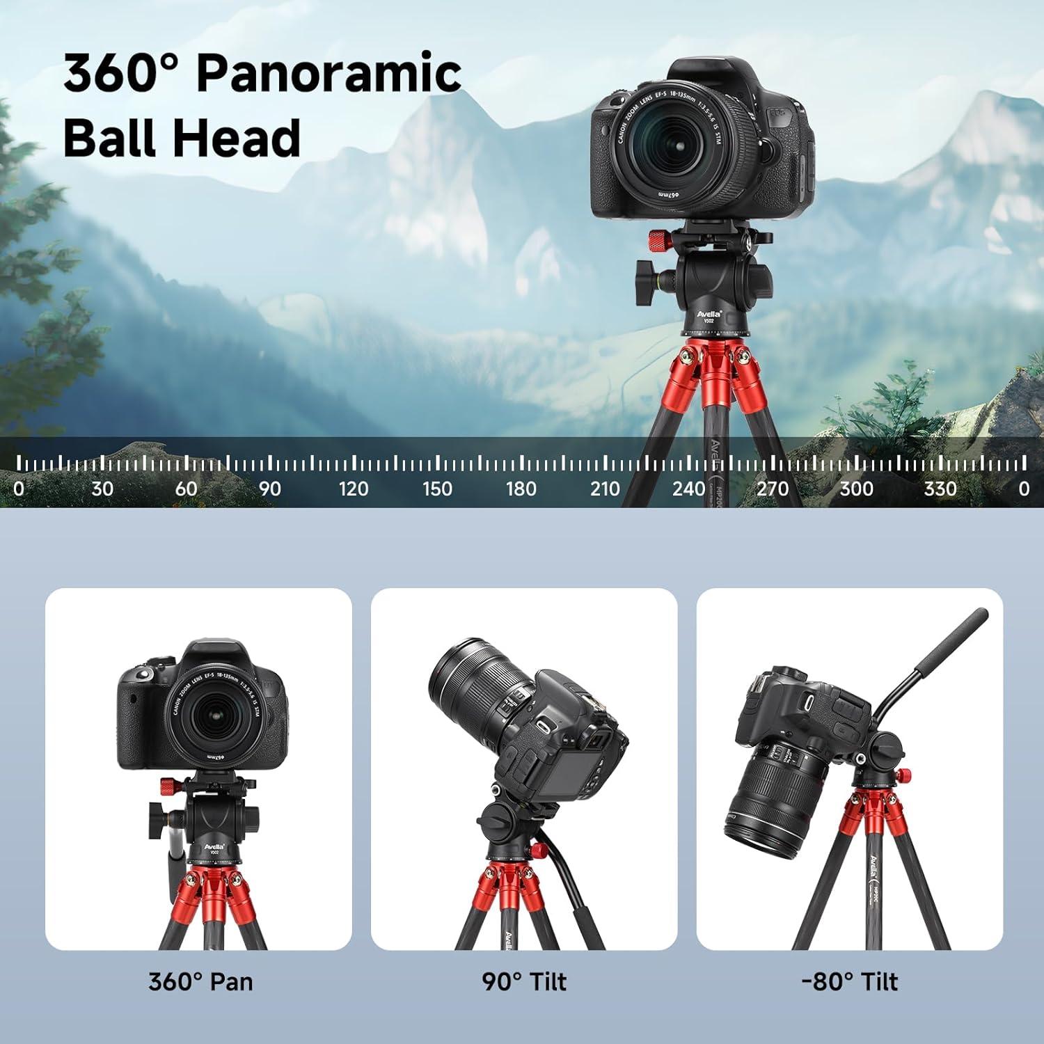 Trípode Mini de Fibra de Carbono Avella MP20C, 0.73 kg, 43 cm