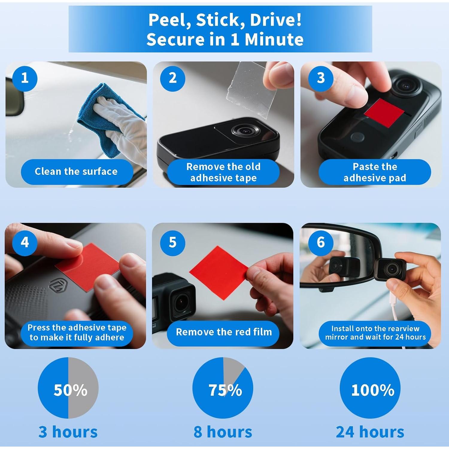 6 Almohadillas Adhesivas Doble Cara BNnYY para Cámara de Tablero