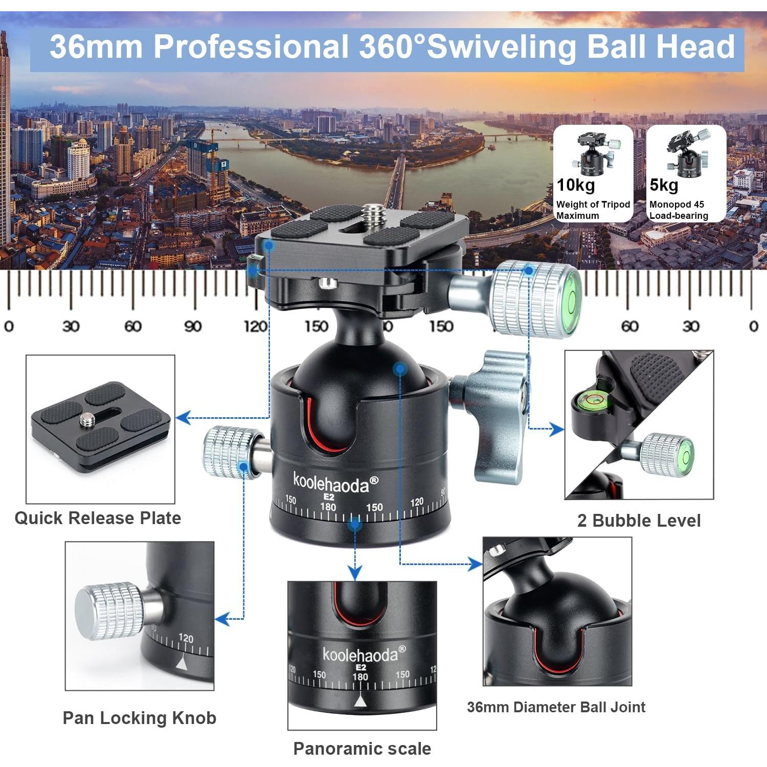 Trípode Koolehaoda 70" Aluminio Ligero Plegable 10kg