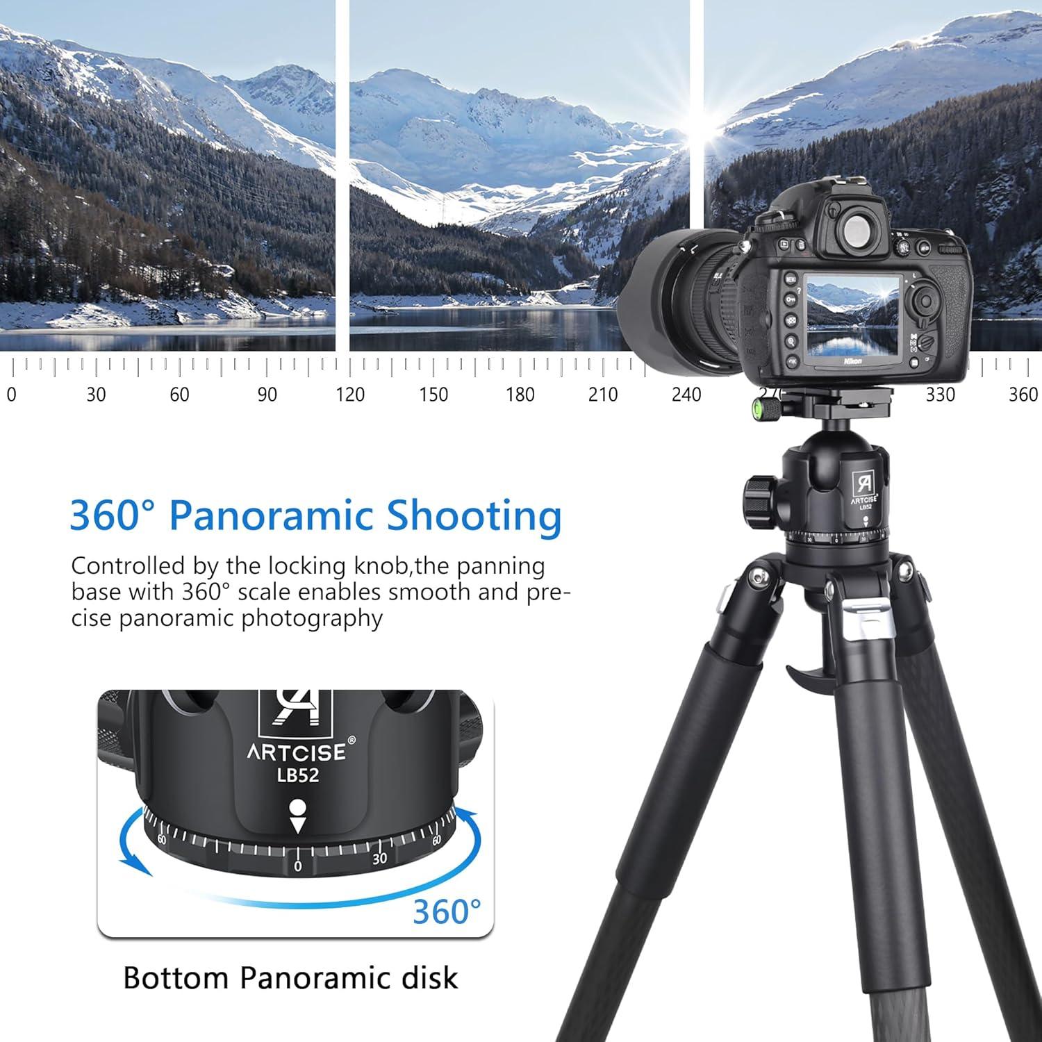 Cabezal de bola ARTCISE LB52 de 52 mm para trípode, carga 30 kg