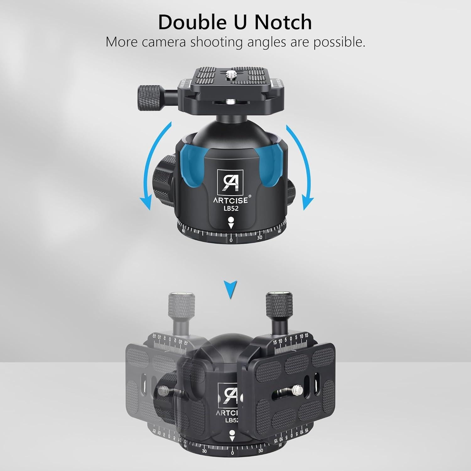 Cabezal de bola ARTCISE LB52 de 52 mm para trípode, carga 30 kg