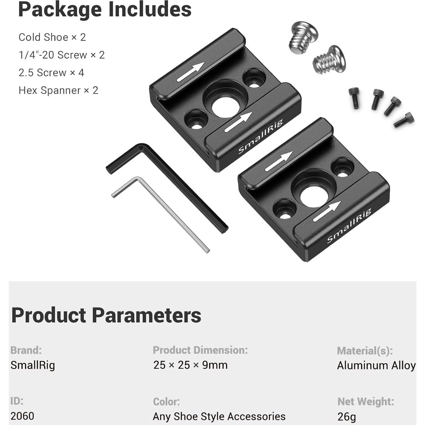 Soporte de Zapata Fría SmallRig 2060 - Paquete de 2