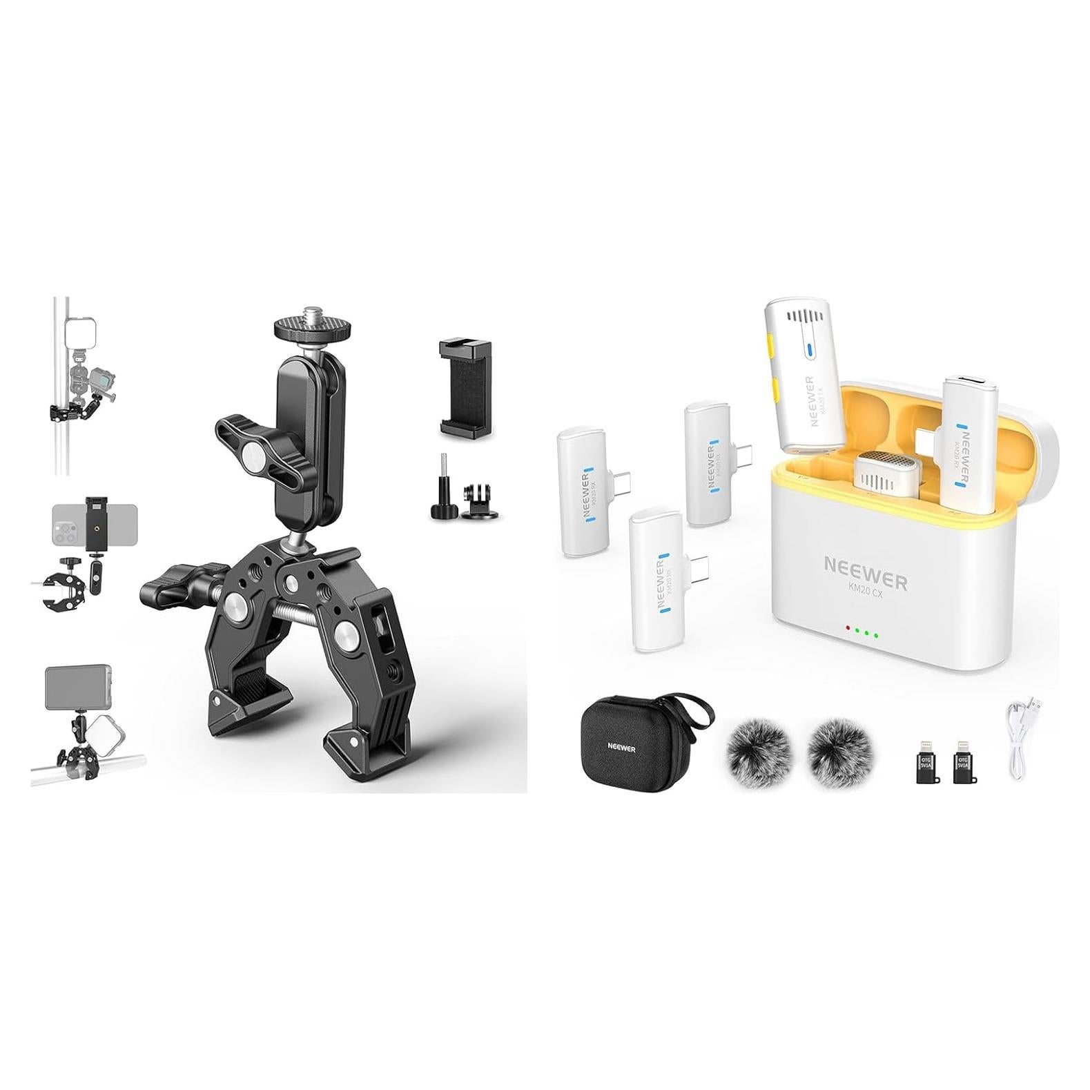 Soporte NEEWER Super Clamp con brazo mágico 7.62cm y micrófono