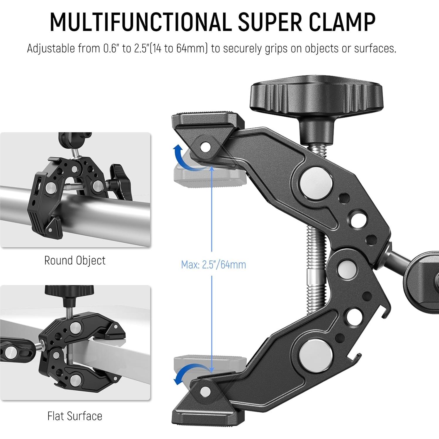 Soporte NEEWER Super Clamp con brazo mágico 7.62cm y micrófono