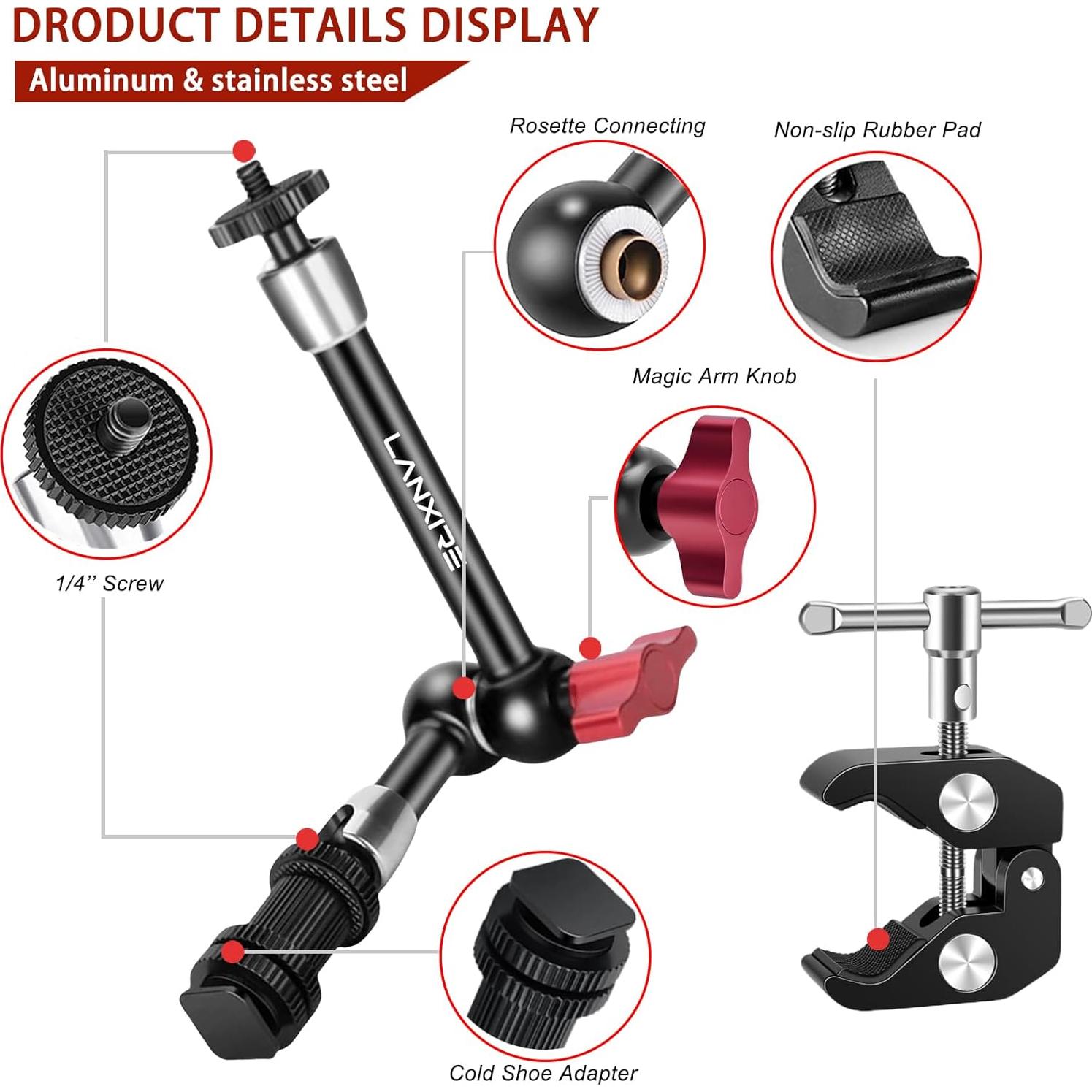 Brazo Mágico Ajustable 23 cm Lanxire con Super Abrazadera