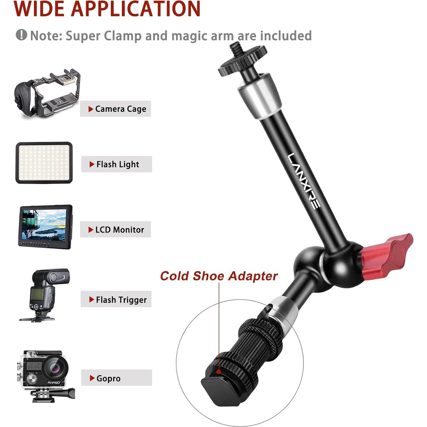 Brazo Mágico Ajustable 23 cm Lanxire con Super Abrazadera