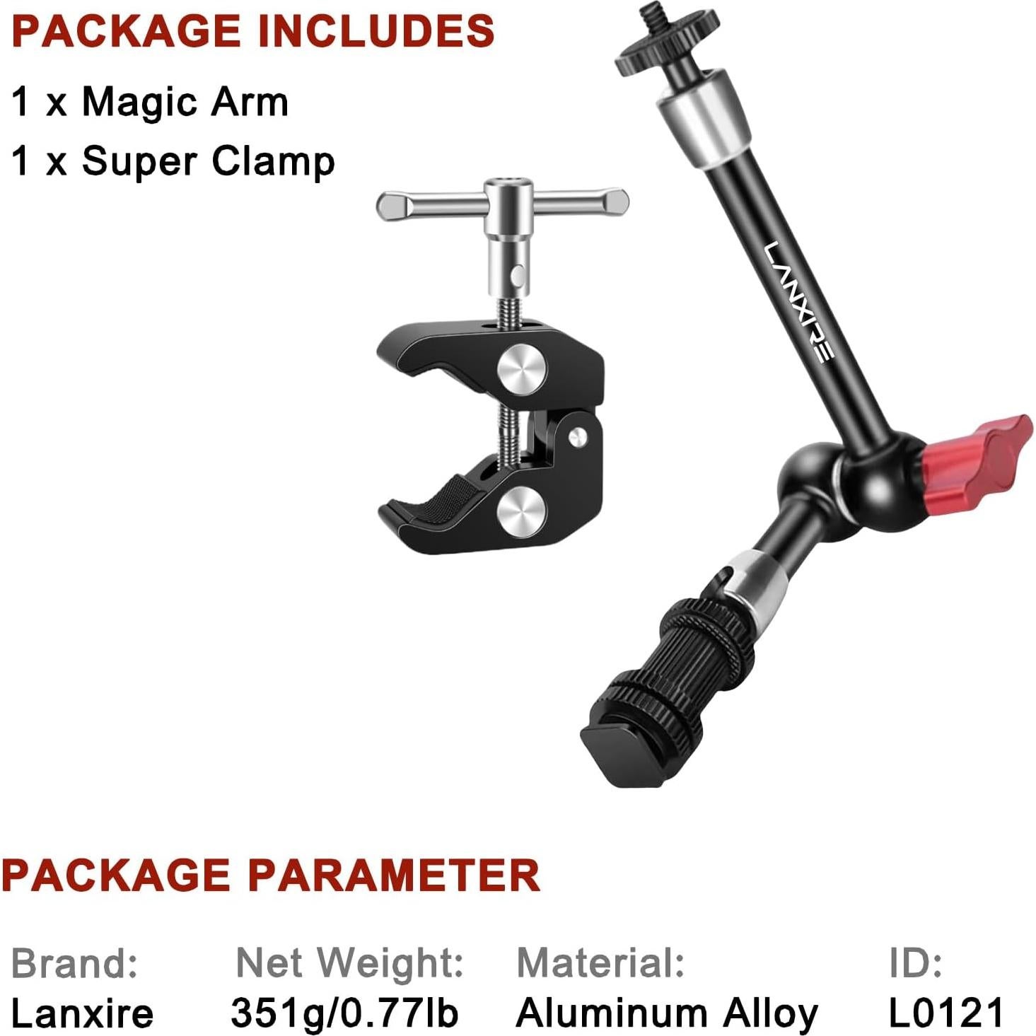 Brazo Mágico Ajustable 23 cm Lanxire con Super Abrazadera