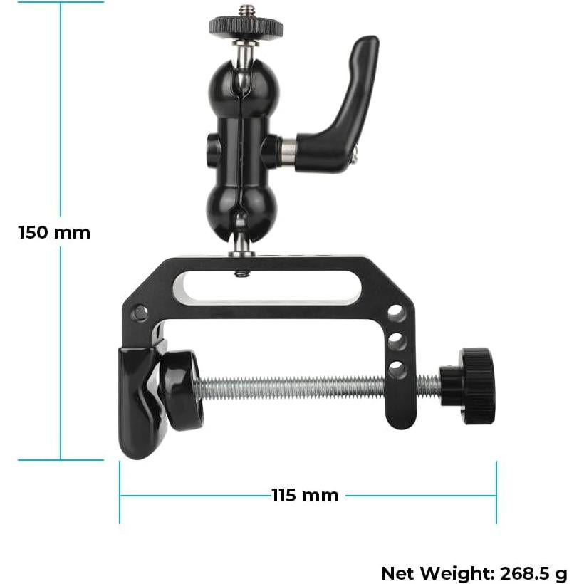 Abrazadera C CAMVATE con Mano de Bola Mini 1/4"-20 65mm