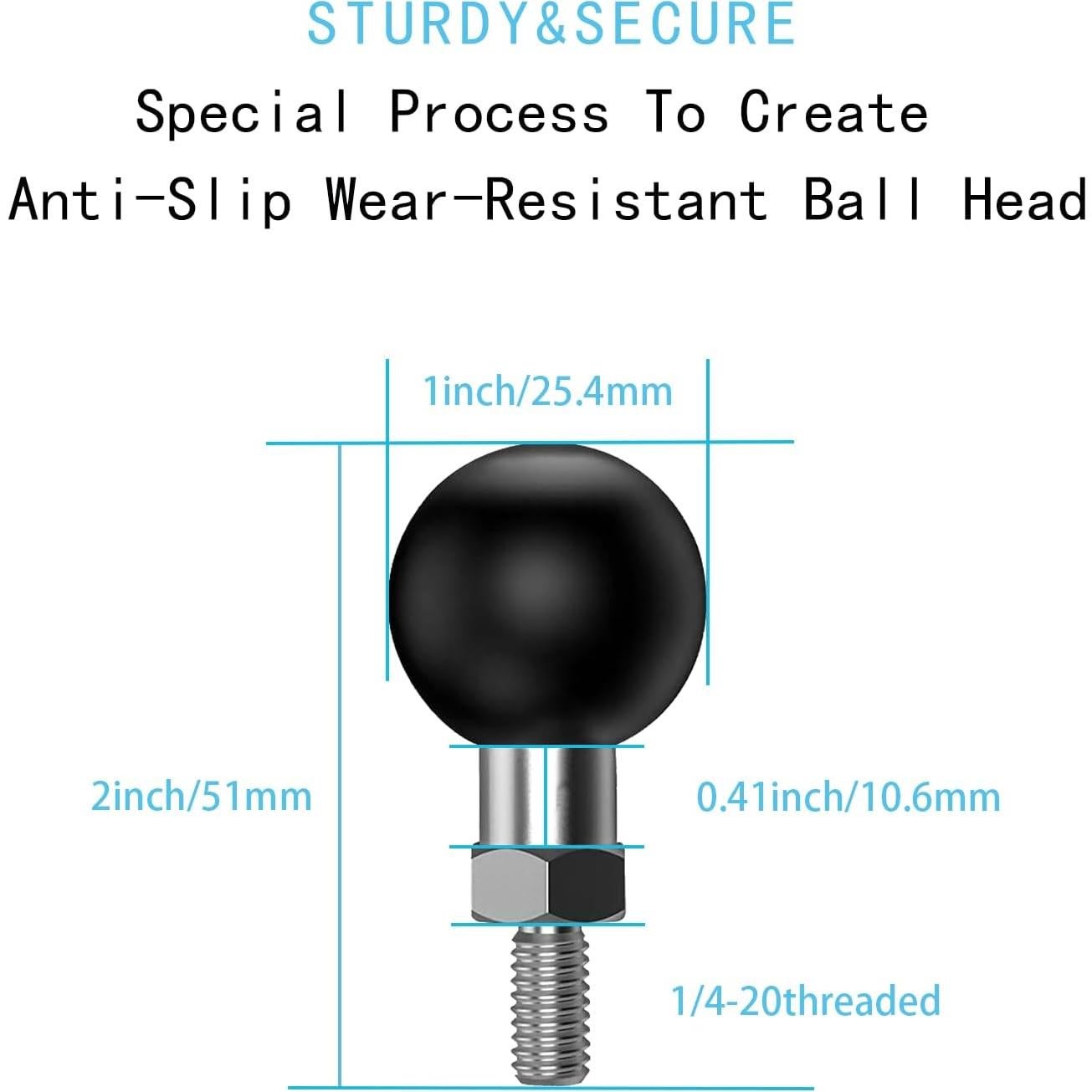 Adaptador de bola 1" YIMINGYINUO con poste roscado 1/4"-20
