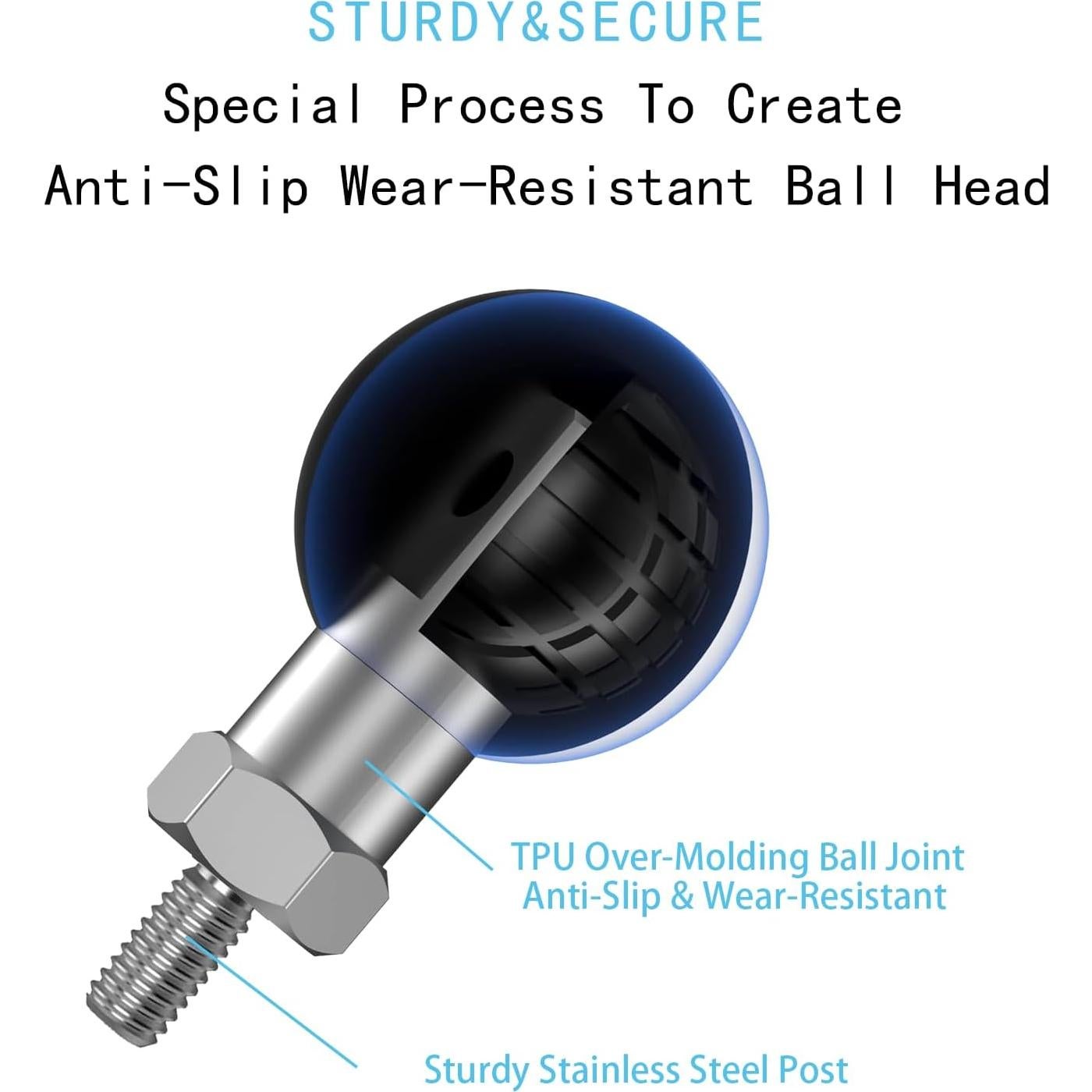Adaptador de bola 1" YIMINGYINUO con poste roscado 1/4"-20