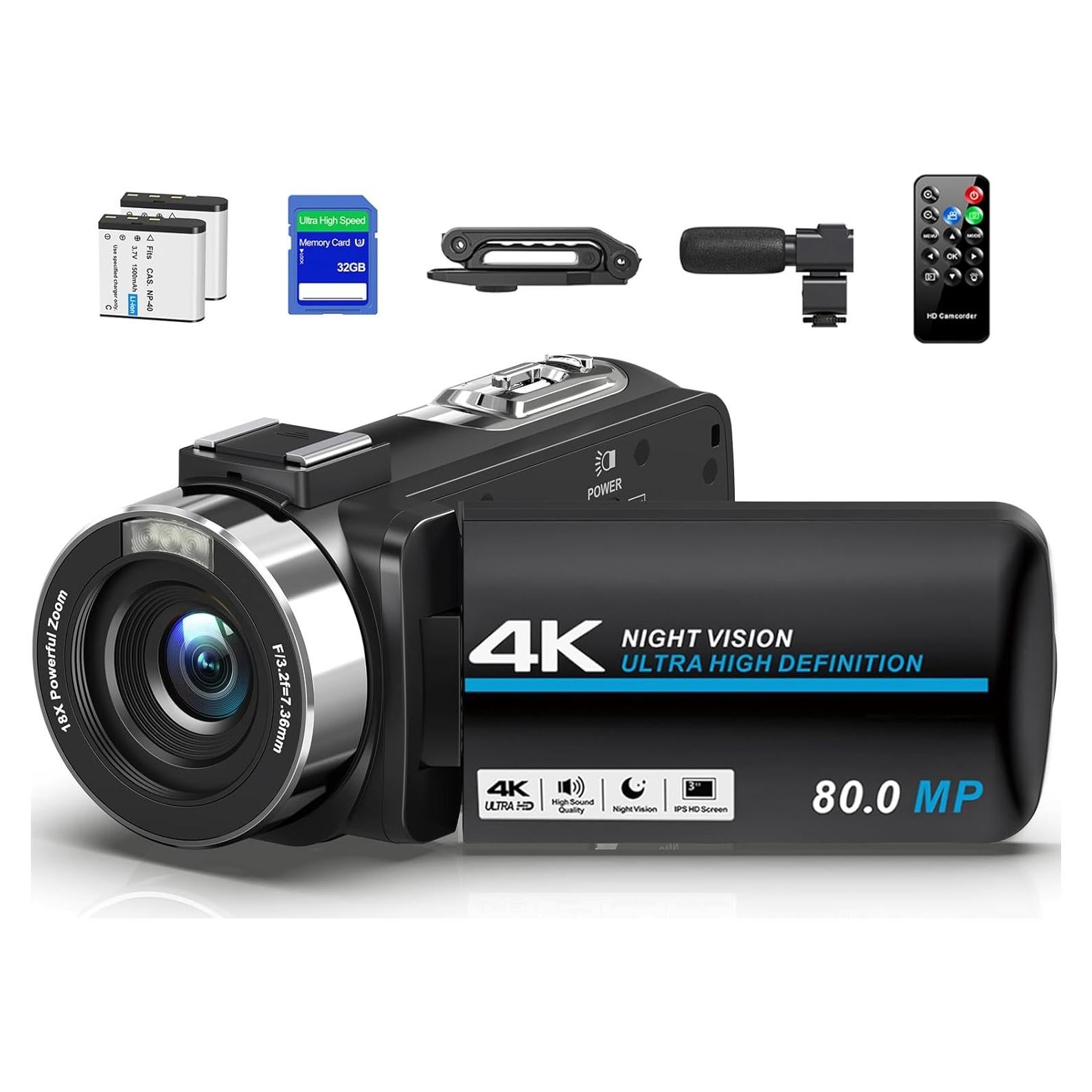 Cámara de Video 4K LUKPOW DV108 80MP 18X Zoom Pantalla 3"