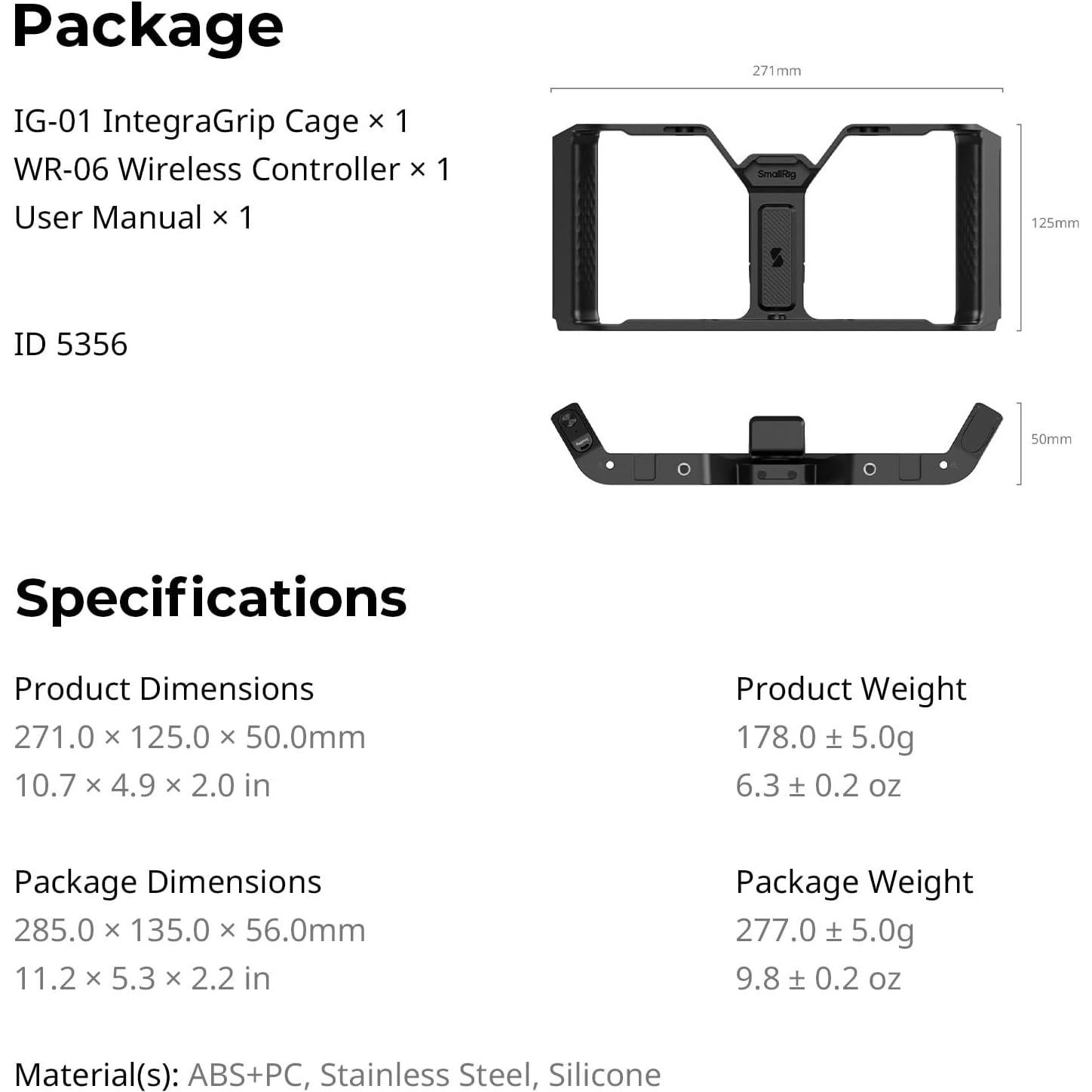 Control Inalámbrico SmallRig IG-02 para Smartphone con Doble Mango