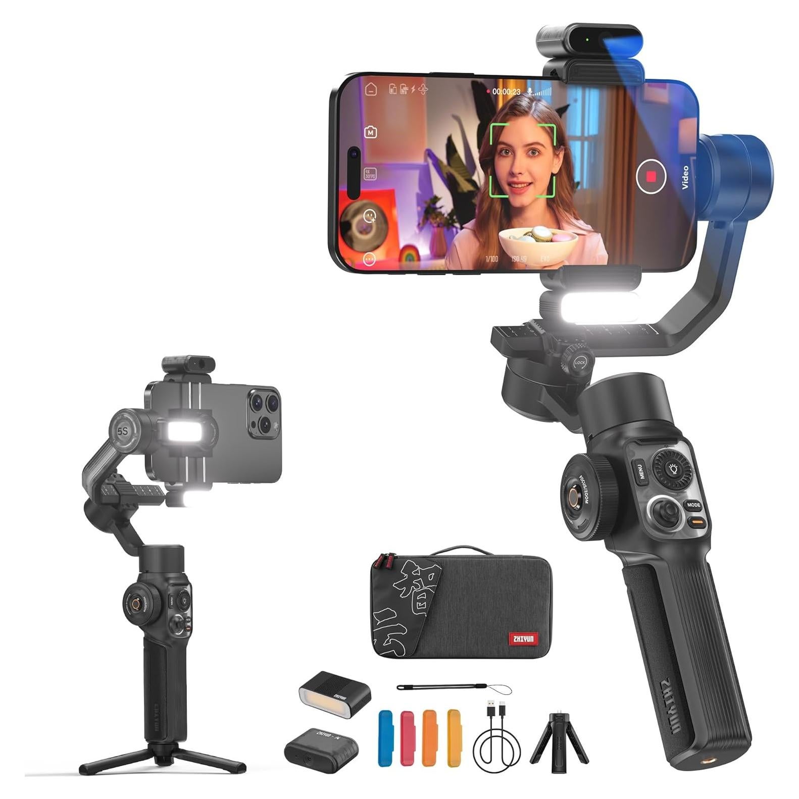 Estabilizador Gimbal ZHIYUN Smooth 5S AI Pro 3-ejes con Luz