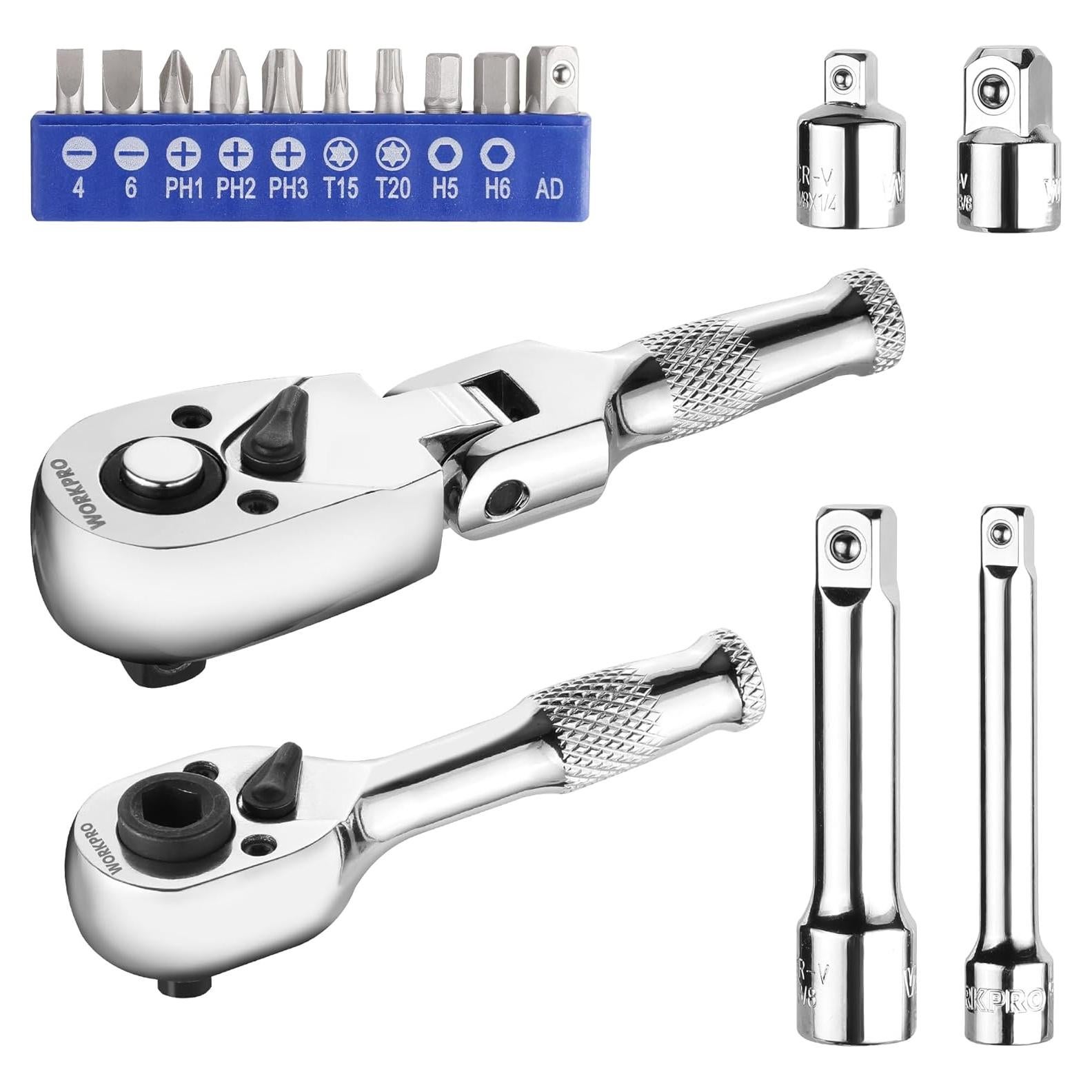 Juego de Llave de Carraca WORKPRO 16 PCS Cabeza Flexible