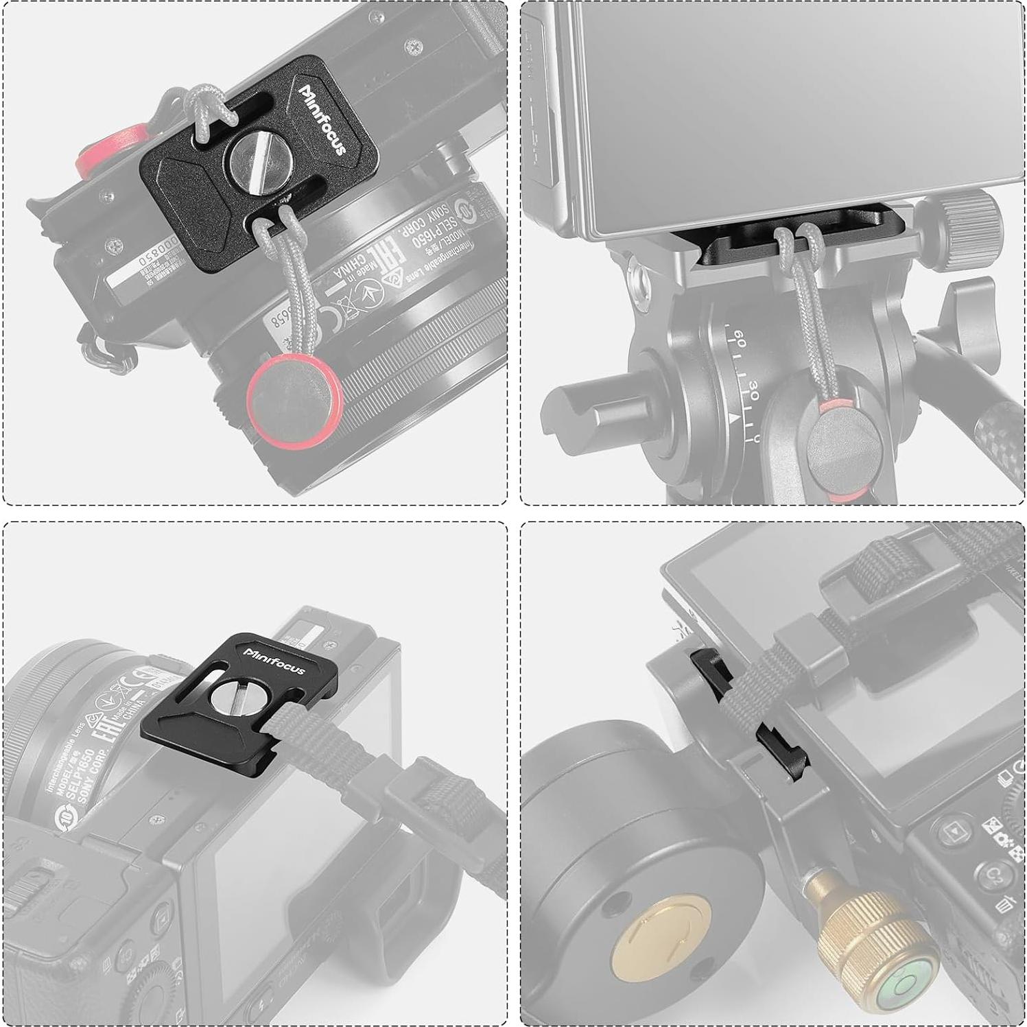 Placa de Liberación Rápida MINIFOCUS 2 Piezas 38mm Negro