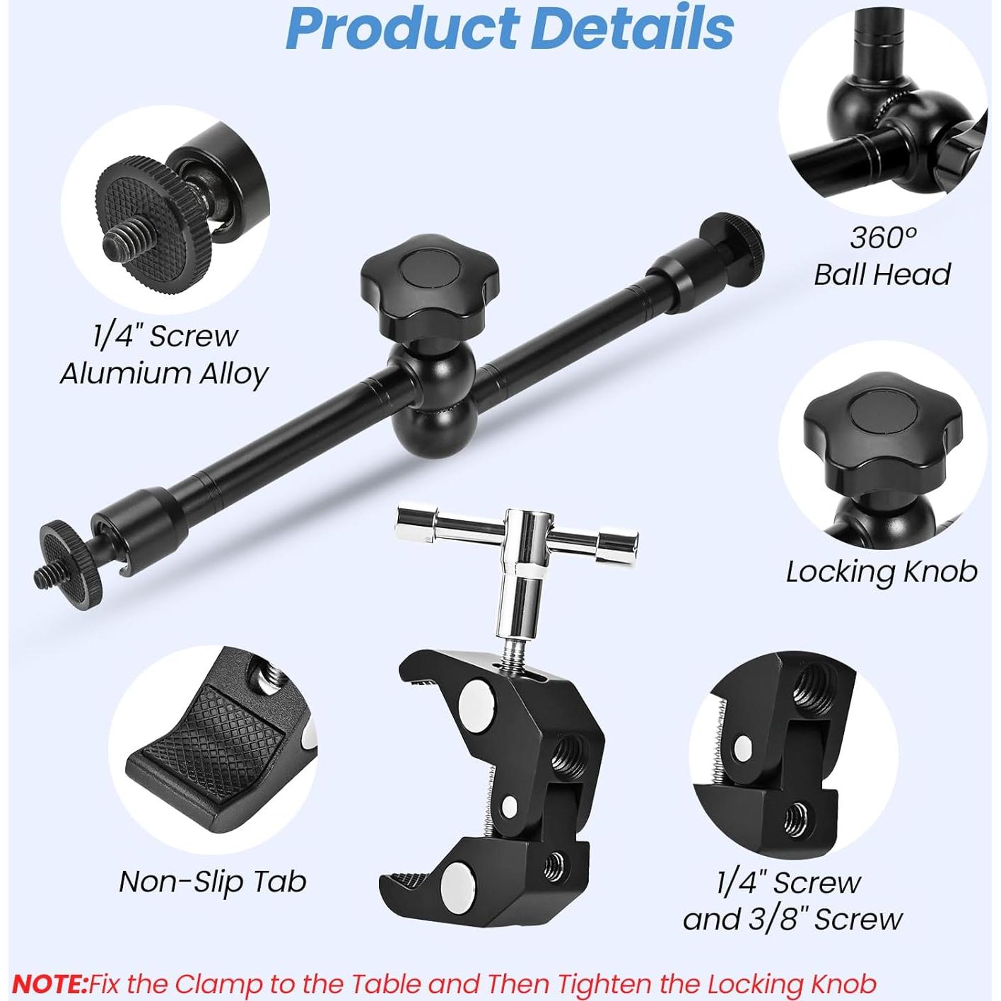 Kit Abrazadera Mágica 11" Small Rig con Clip para Teléfono