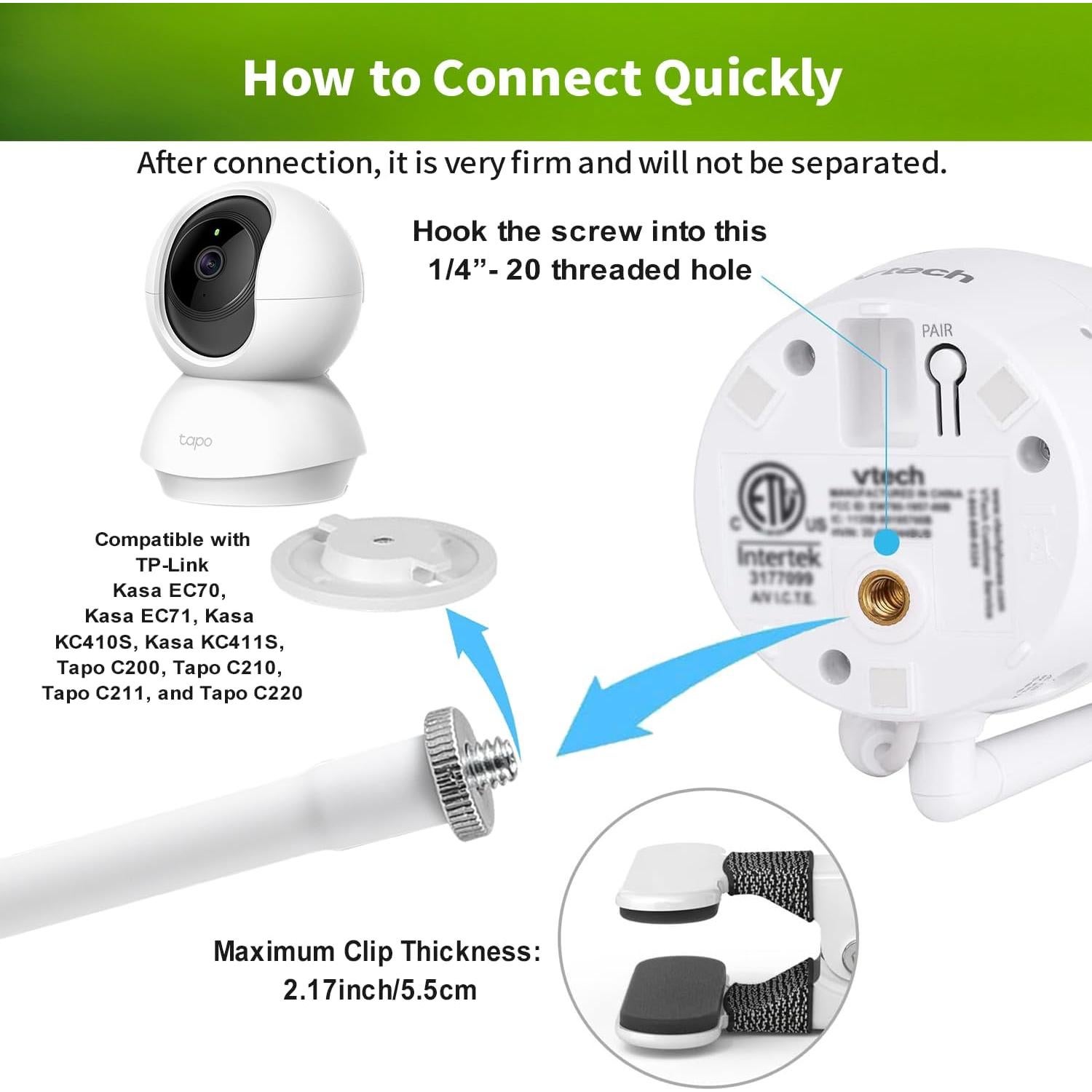Soporte Flexible para Cámara TP-Link Tapo C200/C210/C220 - Sin Herramientas