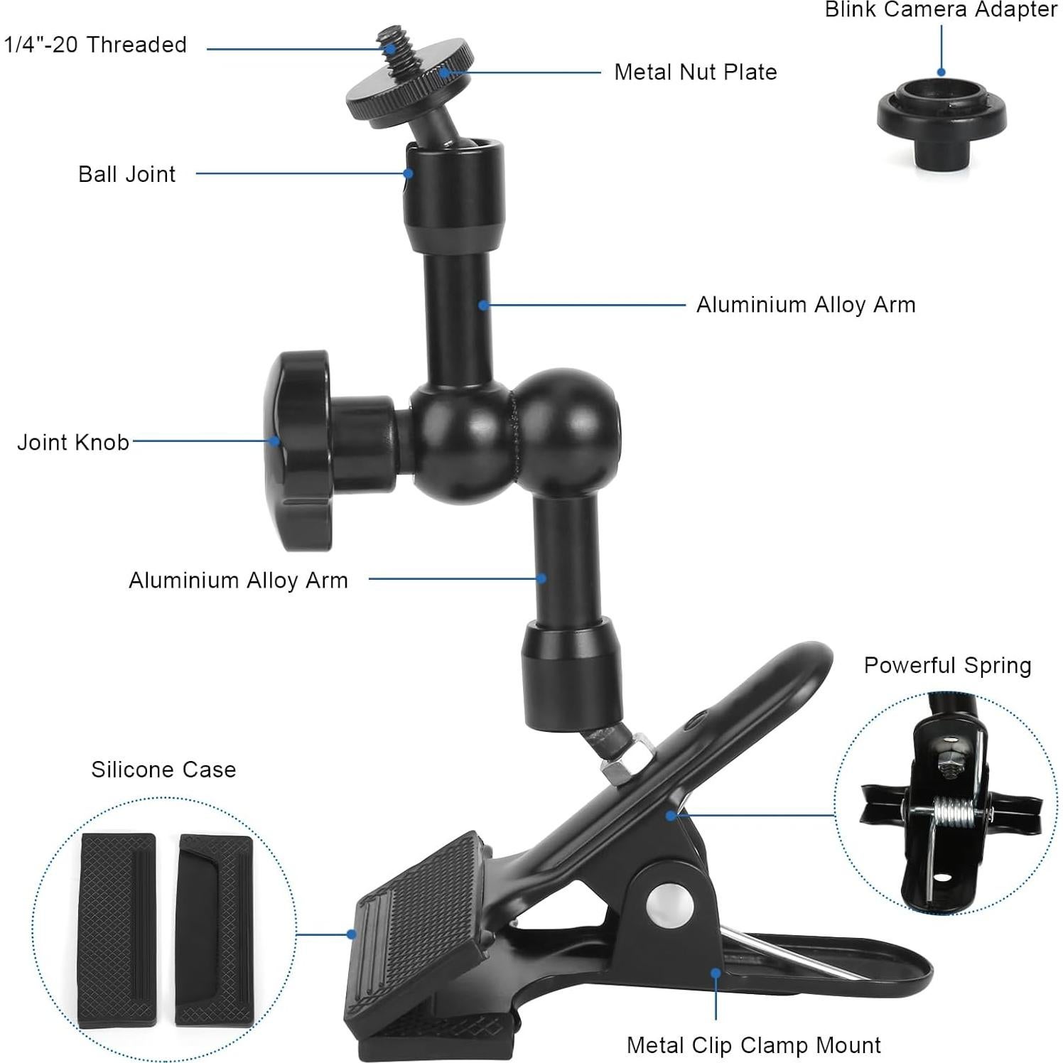 Soporte Clip para Cámara Blink Outdoor 4/3/XT3/XT2/Mini - Ajustable 360°