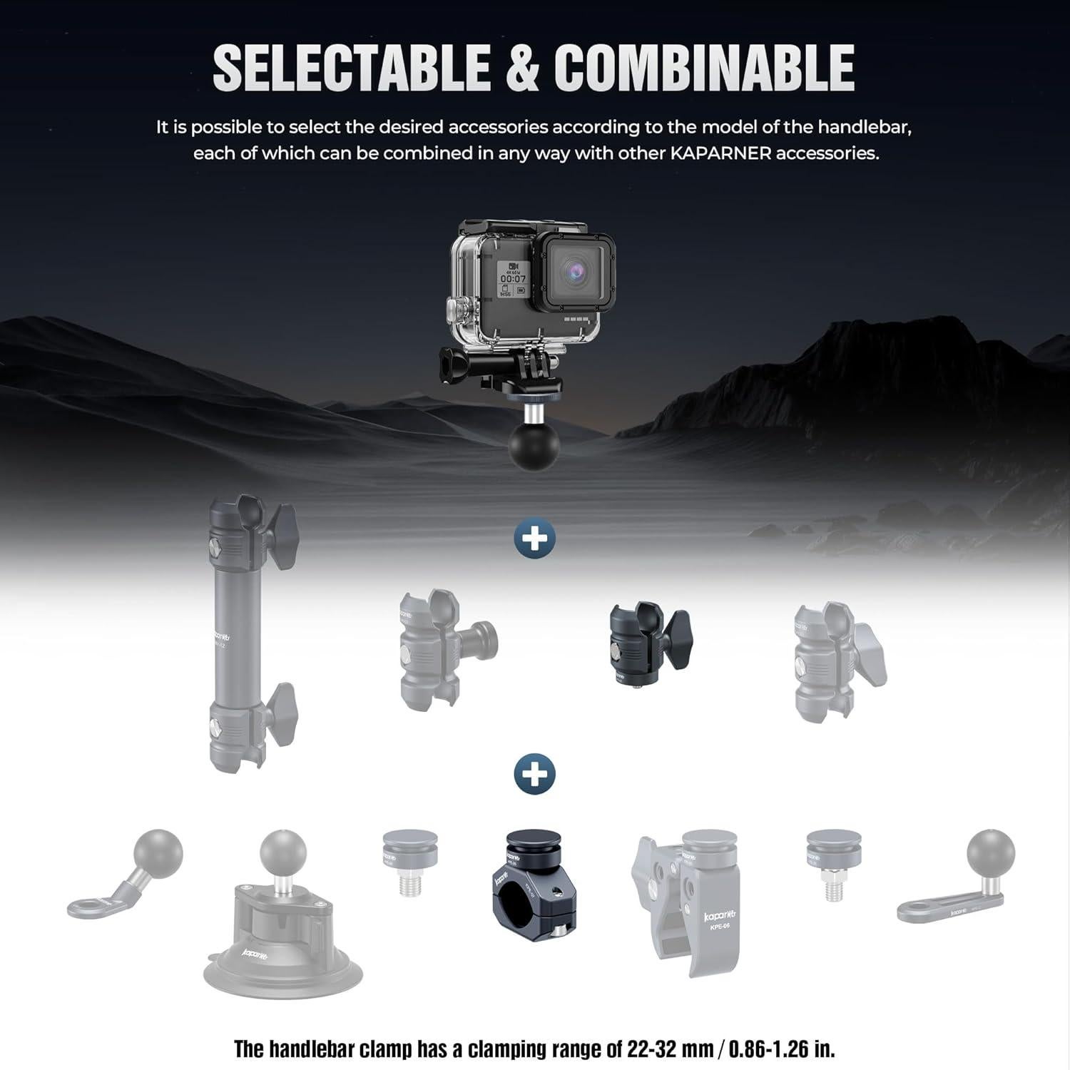 Kit de Soporte para Cámara KAPARNER KCB-8 Ajustable 0.87-1.26"