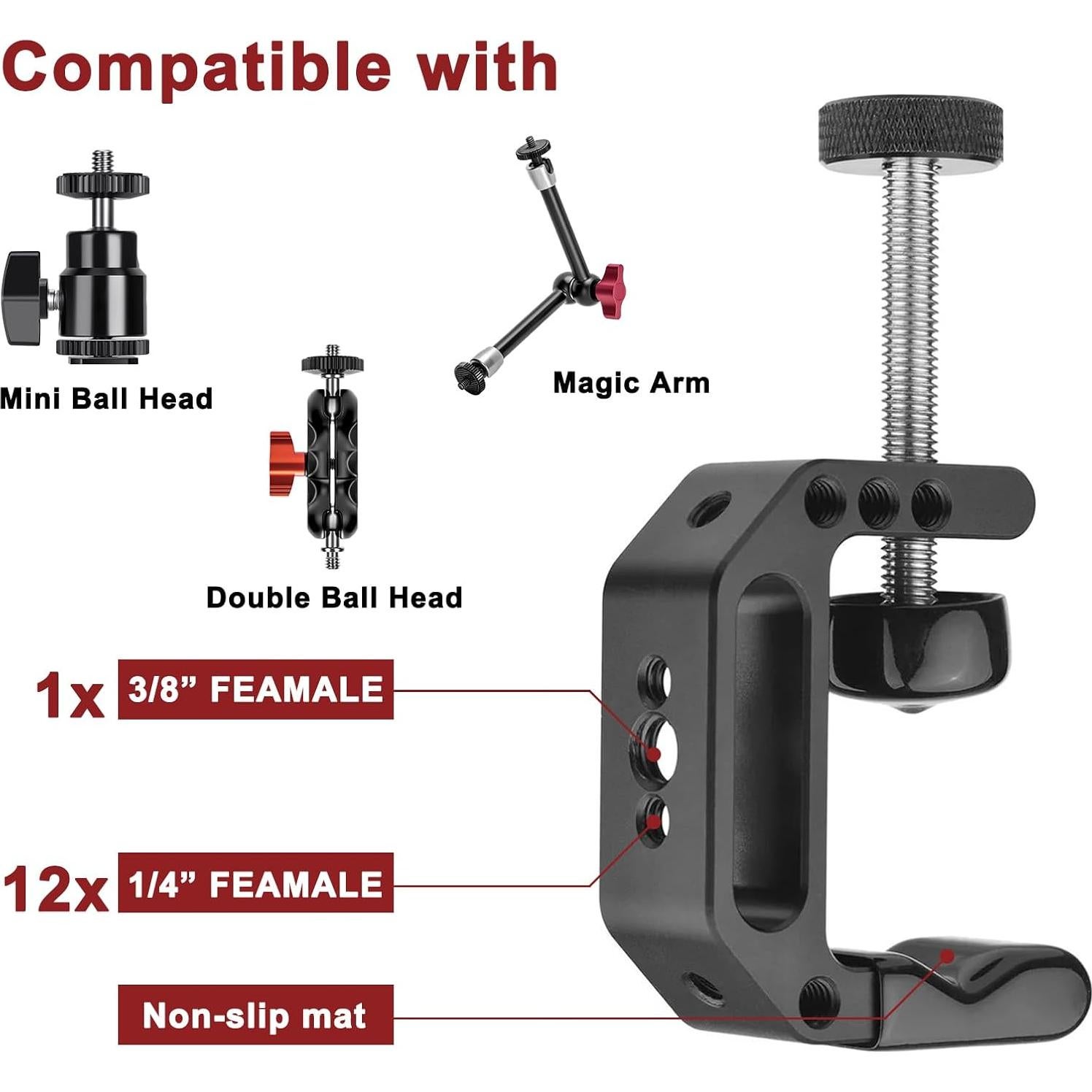 Montura de cámara tipo C Lanxire L0007 - Apertura 4.5cm, 2kg