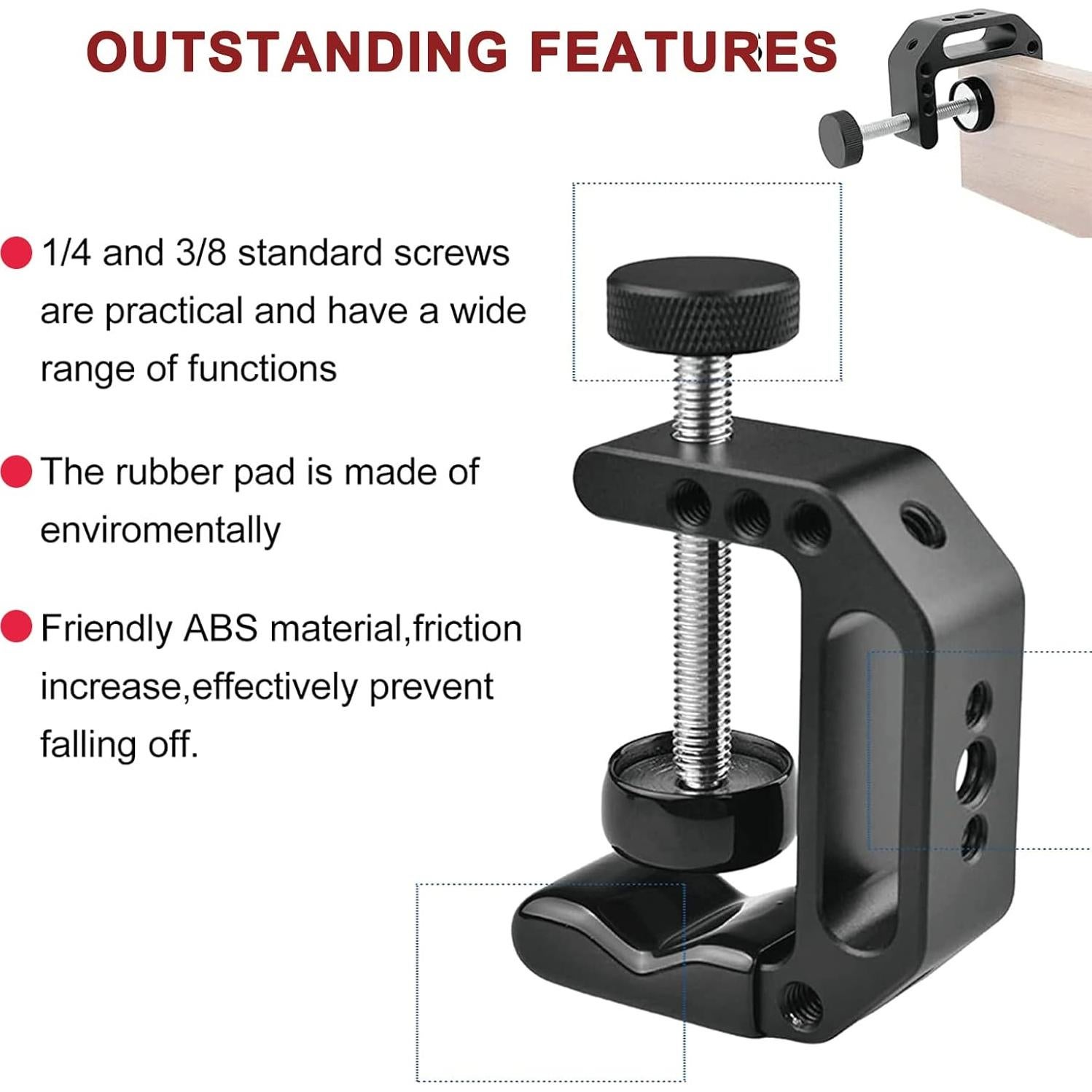 Montura de cámara tipo C Lanxire L0007 - Apertura 4.5cm, 2kg