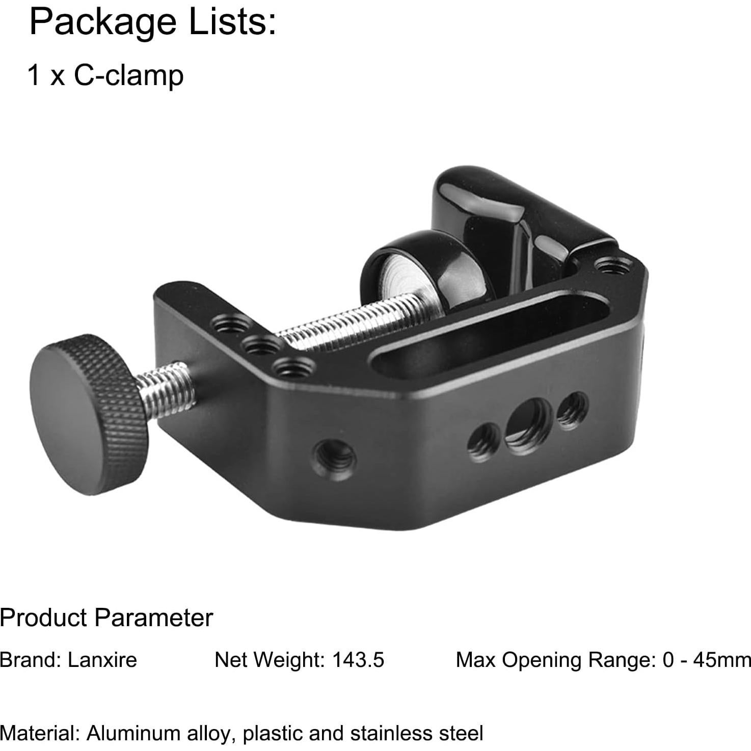 Montura de cámara tipo C Lanxire L0007 - Apertura 4.5cm, 2kg