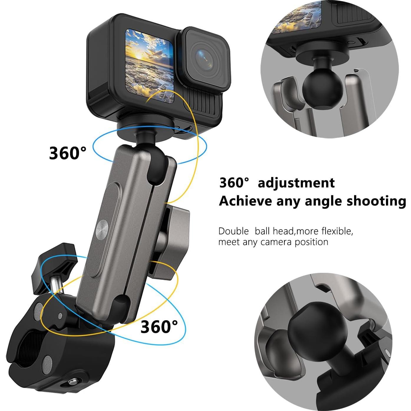 Soporte de cámara para motocicleta TLEVZKM A600 360° ajustable